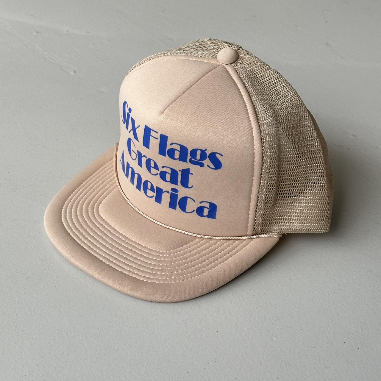 Cream Six Flags Vintage Foam and Mesh SnapBack Trucker Cap