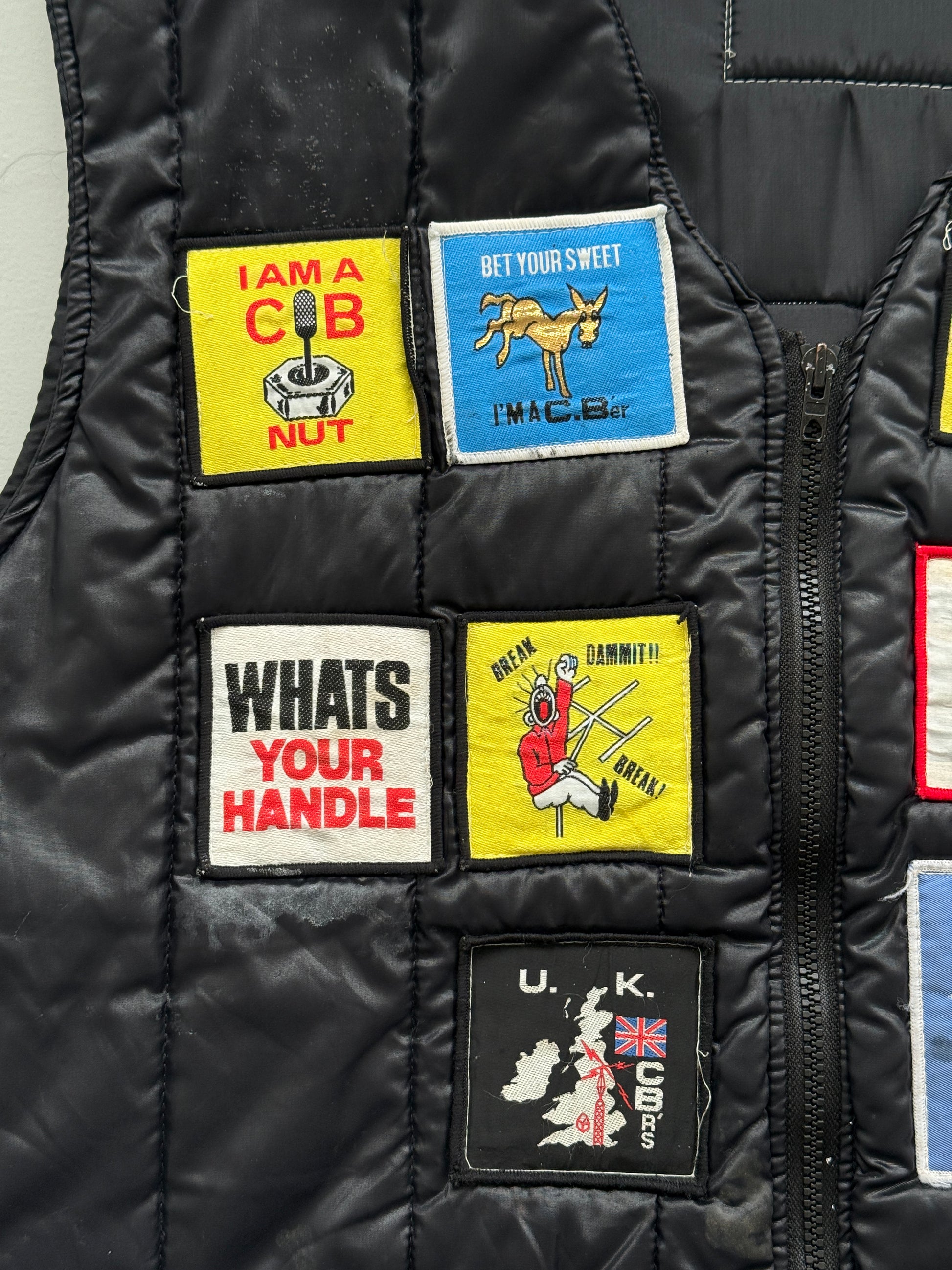 CB Radio Nuts Patch Quilted 70s/80s Vintage Gilet Vest - XL