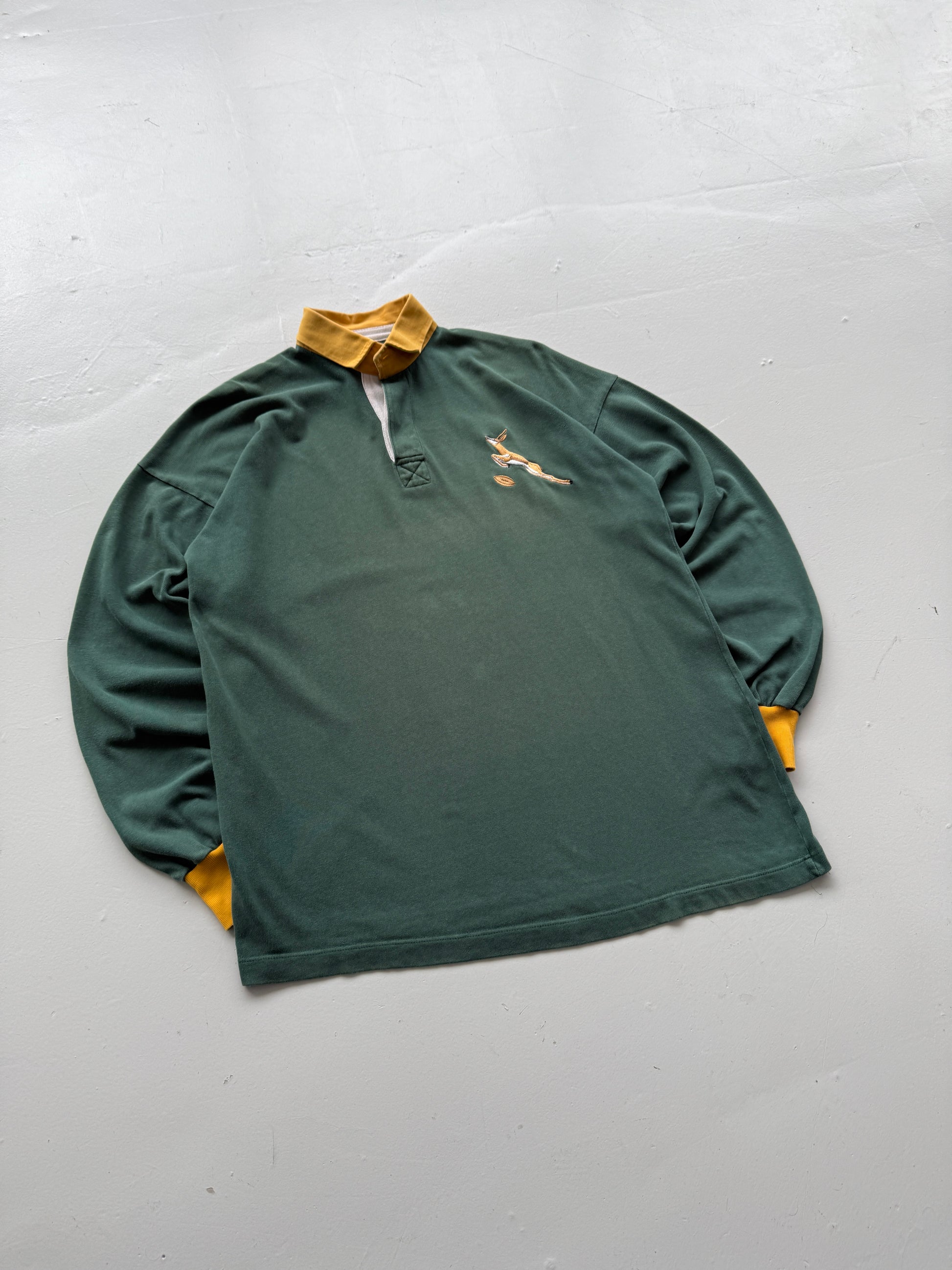 Green Spring Bocks 90's Vintage Long Sleeve Rugby Jersey Polo - Large