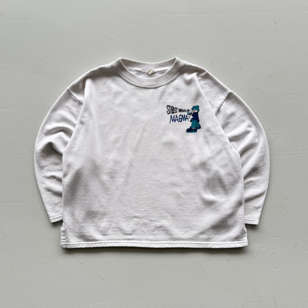 White Streetwear Magma 90’s Vintage Skate Style Sweatshirt - XS
