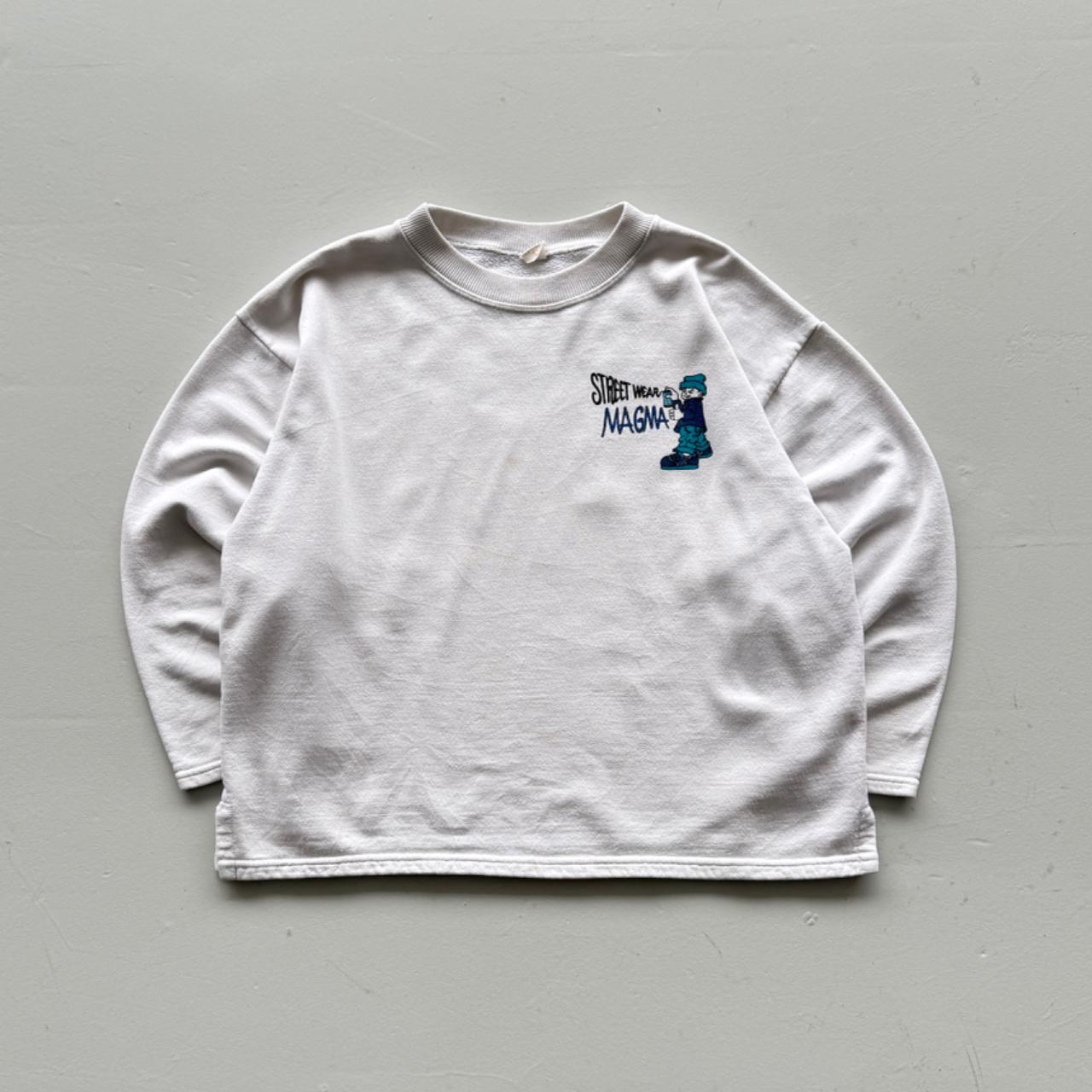 White Streetwear Magma 90’s Vintage Skate Style Sweatshirt - XS