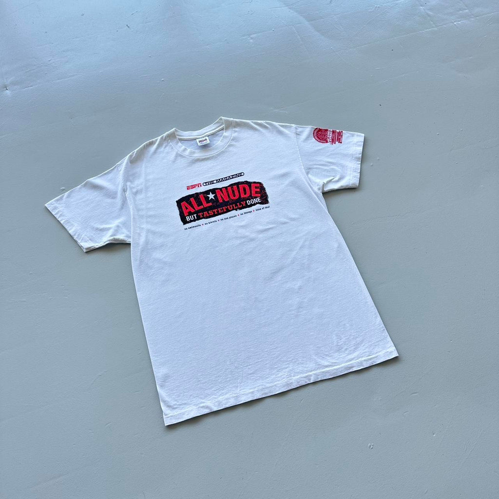 White ESPN Magazine All Nude Vintage 90s T-shirt - XL