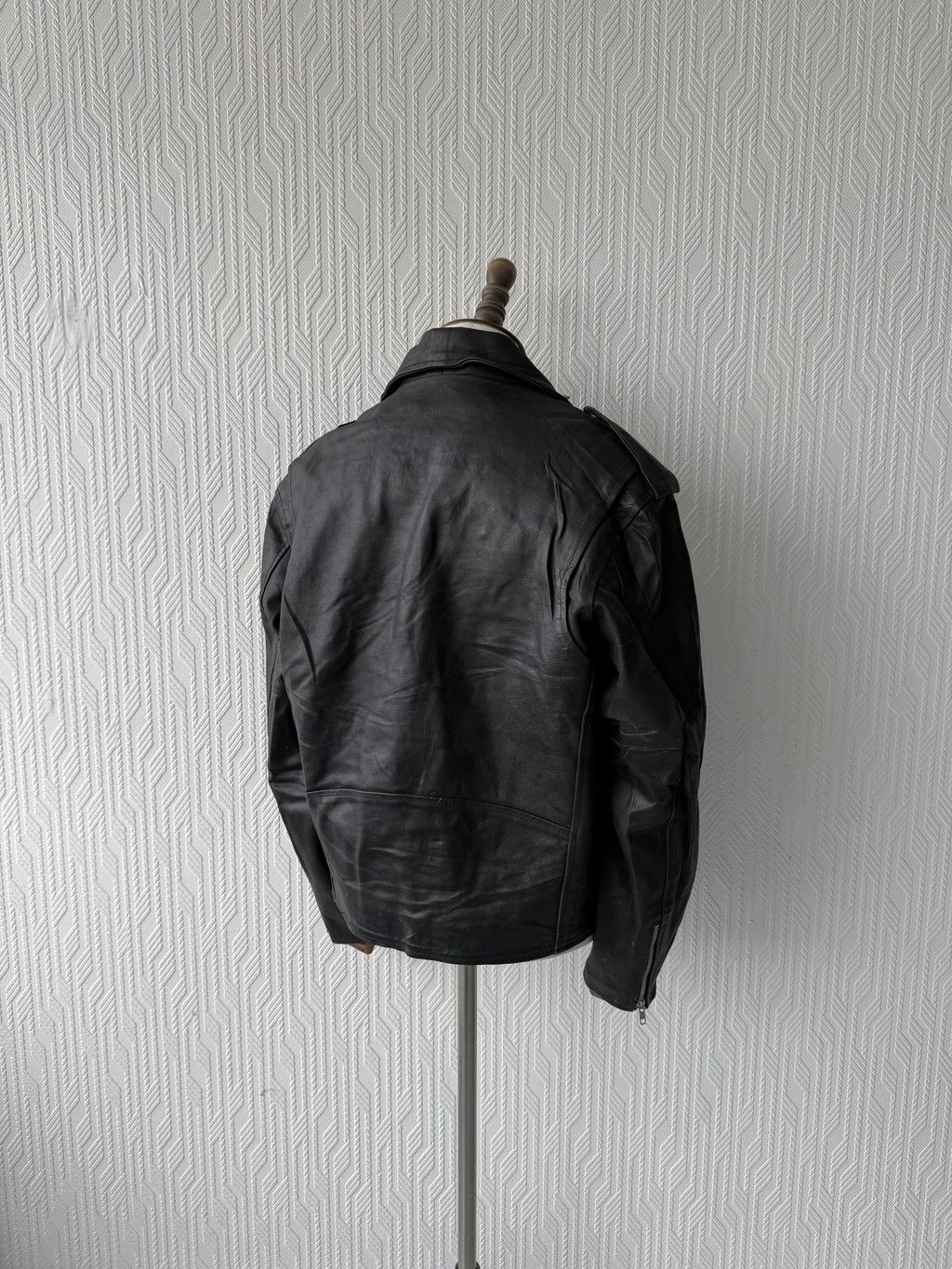 Black 90's Vintage Leather Grunge Biker Jacket - Mens Large