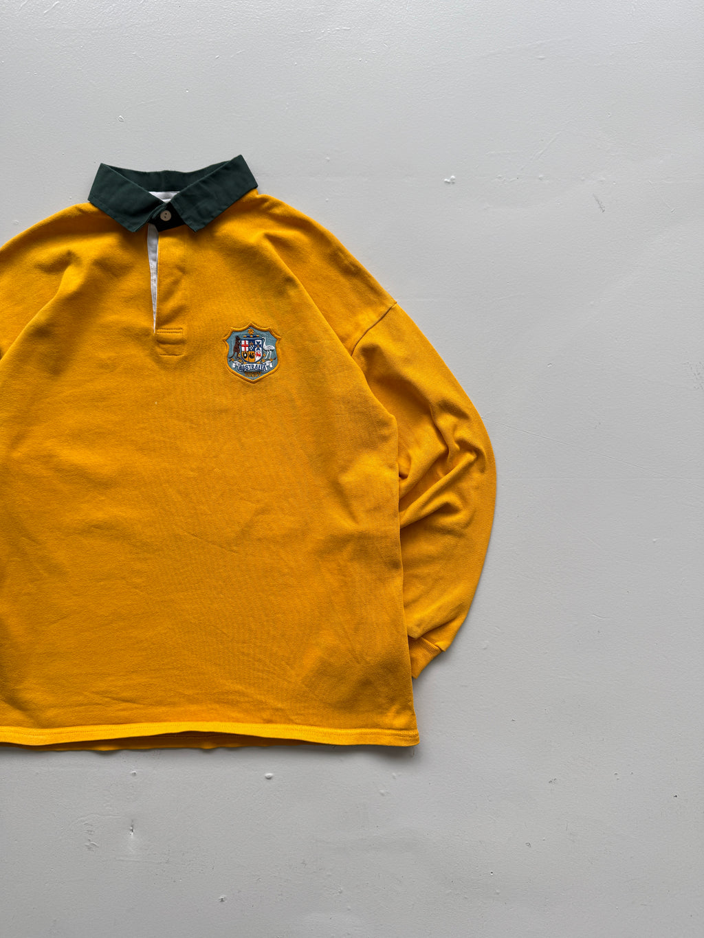 Yellow Australian Rugby 90's Vintage Long Sleeve Rugby Jersey Polo - Large