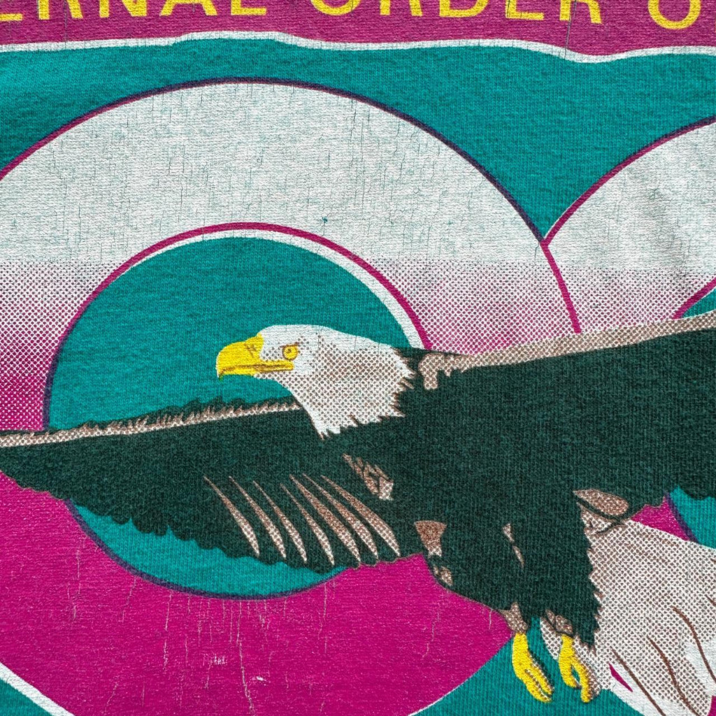 Turquoise Blue 100th Aniversary Eagle 90s Vintage T-shirt - XL
