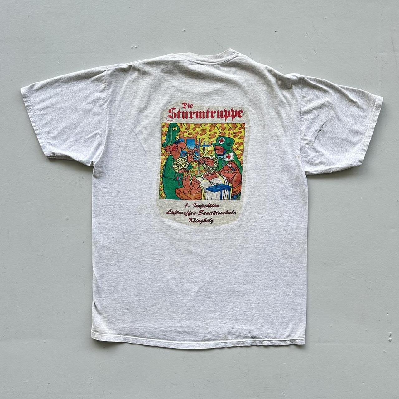 Grey Novelty Cartoon German Airforce Vintage T-shirt - XL