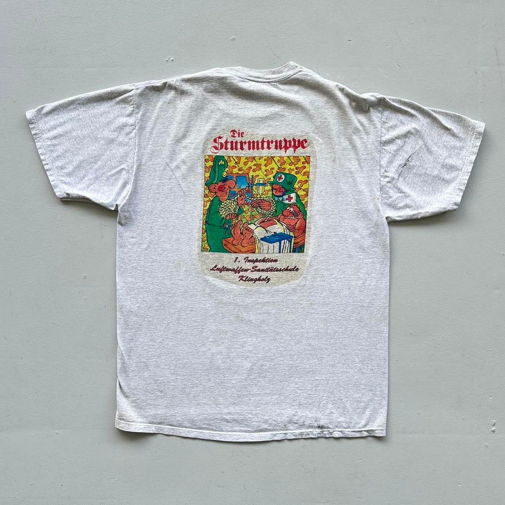 Grey Novelty Cartoon German Airforce Vintage T-shirt - XL