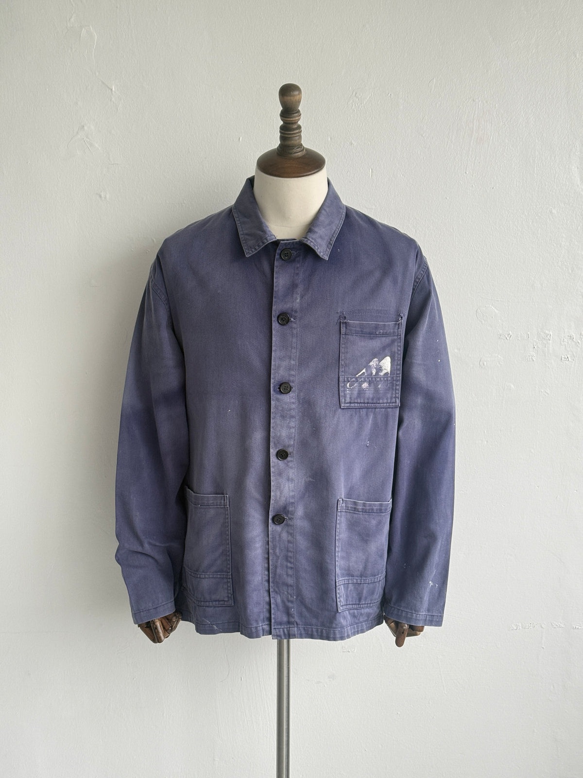 Faded Blue French 1970s Vintage Workwear Chore Jacket CH451 - Medium