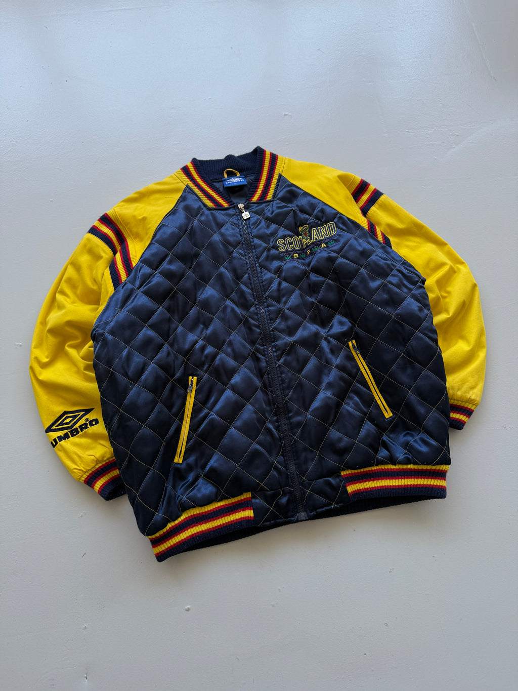 Umbro Scotland SFA 90's Vintage Quilted Bomber Jacket - XL