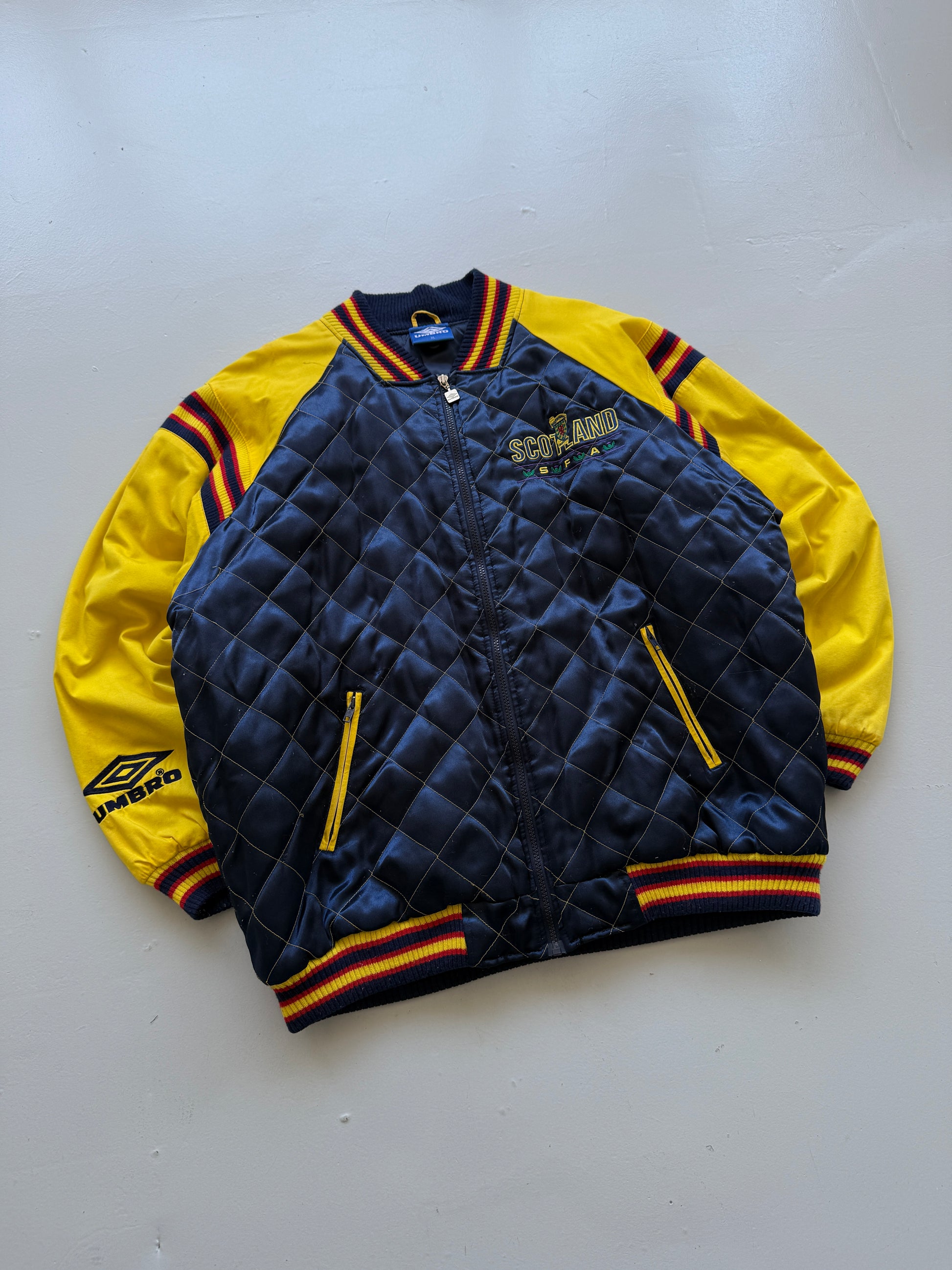 Umbro Scotland SFA 90's Vintage Quilted Bomber Jacket - XL
