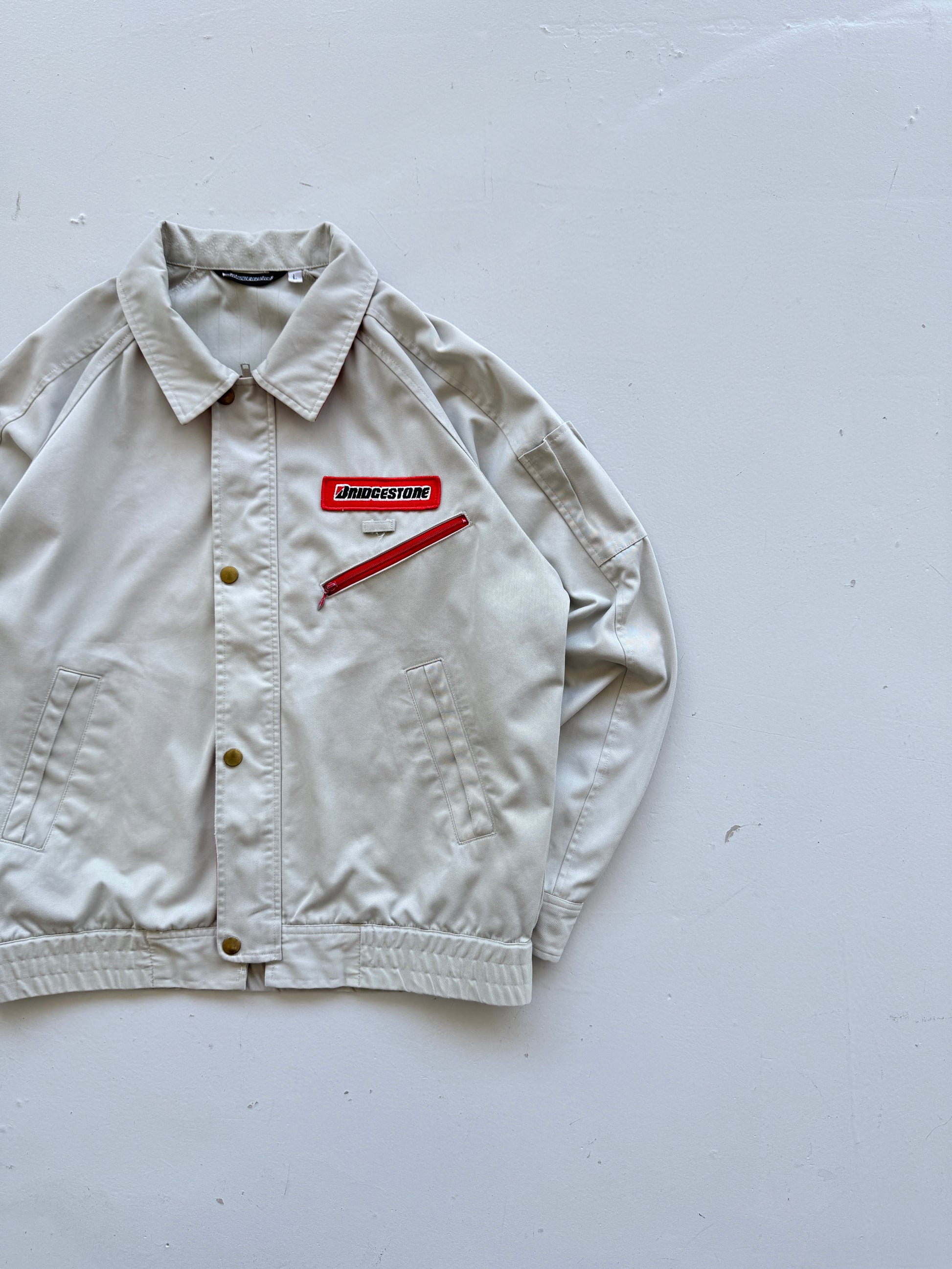 Grey Japanese Workwear 90's Vintage Bridgestone Mechanics Jacket - Medium