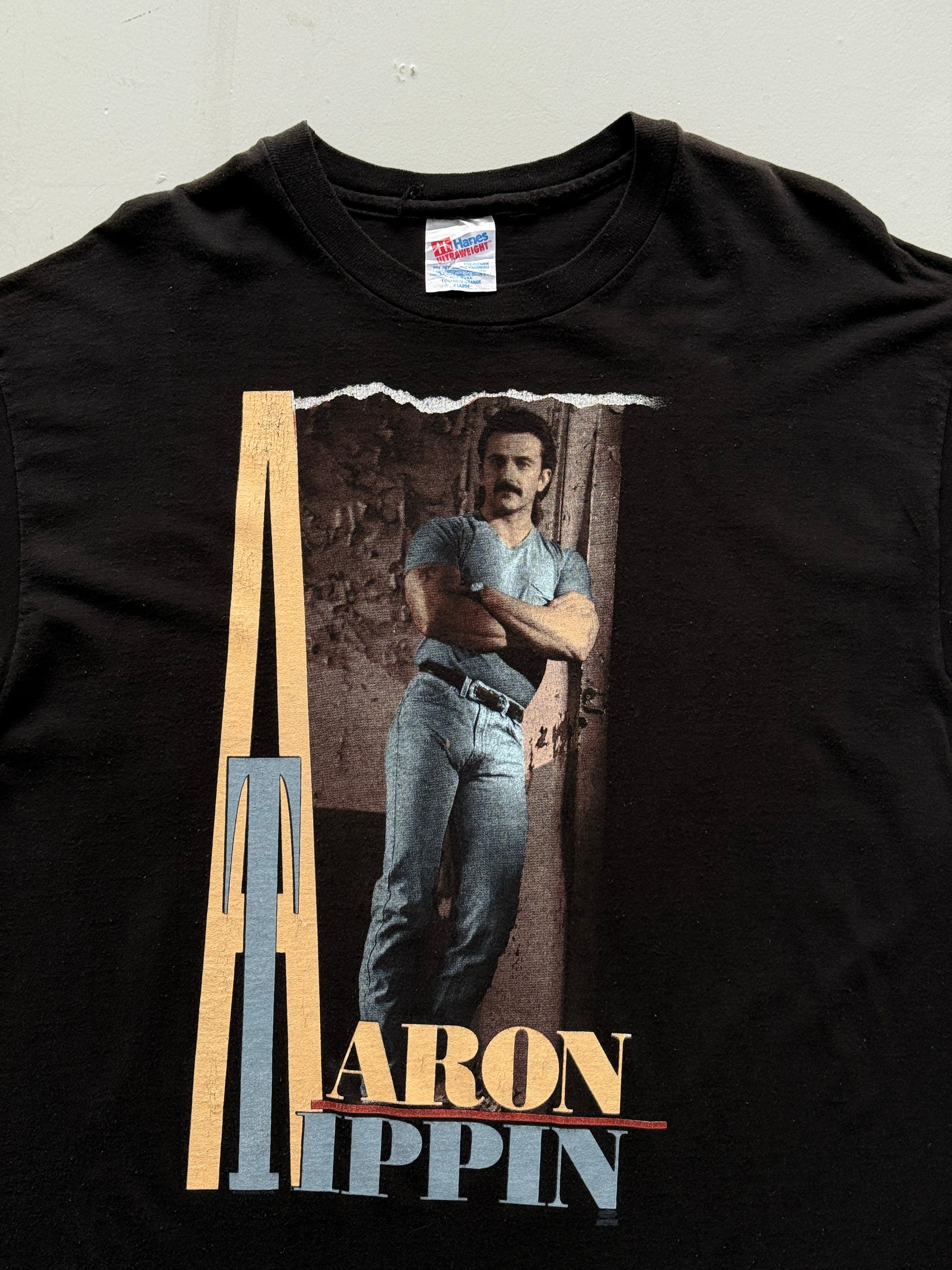 Black Aaron Tippin 90's Vintage Single Stitch Graphic T-Shirt - XL