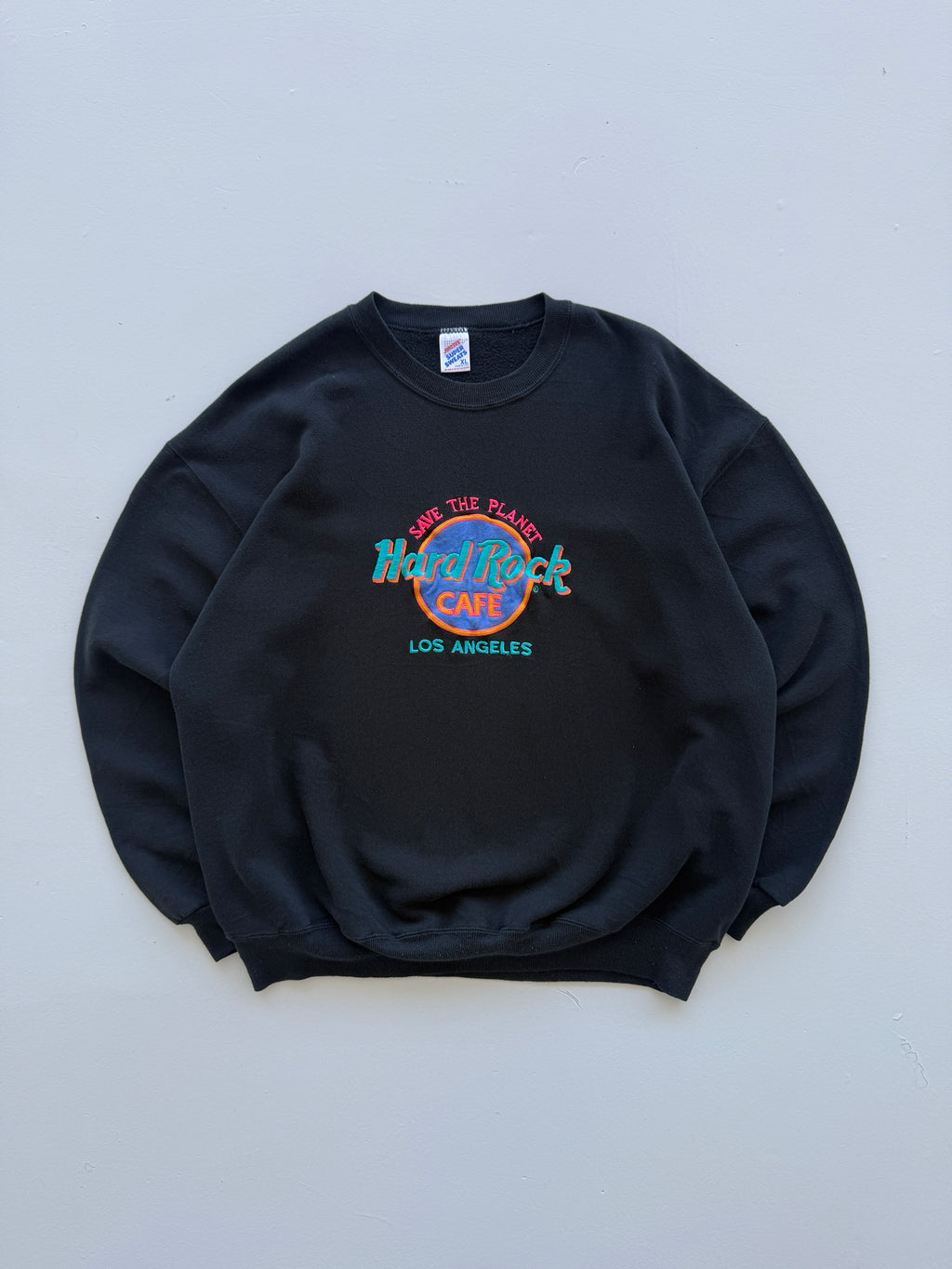 Black Hard Rock Cafe Los Angles 90's Vintage Graphic Sweatshirt Jumper - Large