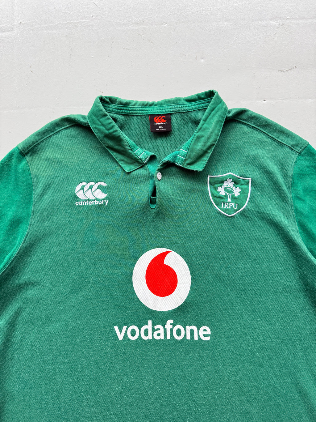 Green Ireland Home 2019 Jersey Vintage Short Sleeve Rugby Polo - XXL
