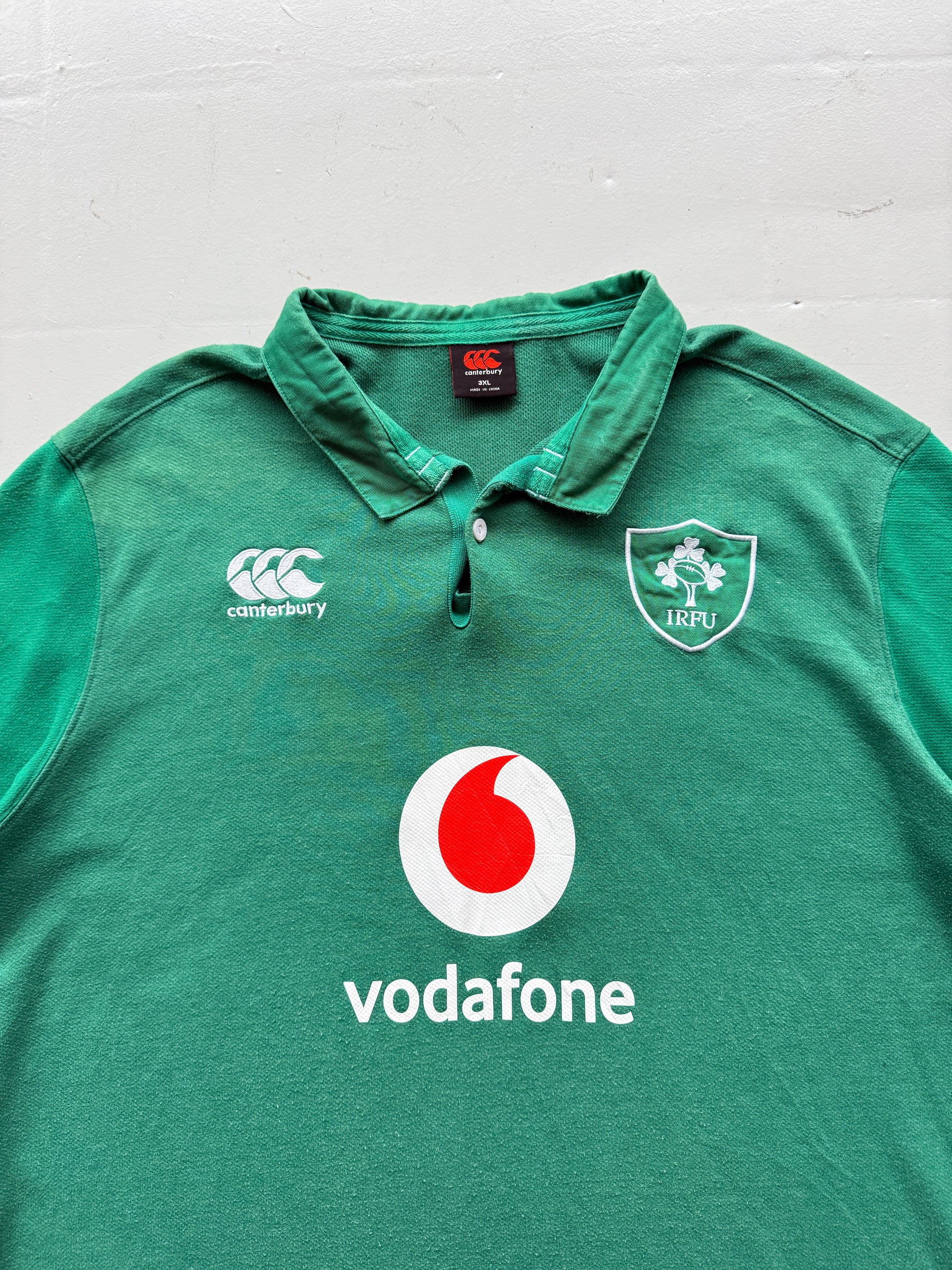 Green Ireland Home 2019 Jersey Vintage Short Sleeve Rugby Polo - XXL