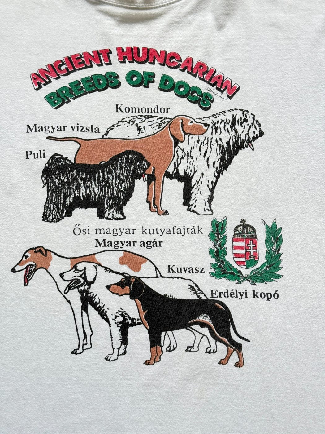 Ancient Hungarian Breeds of Dogs Vintage Graphic T-Shirt - Medium