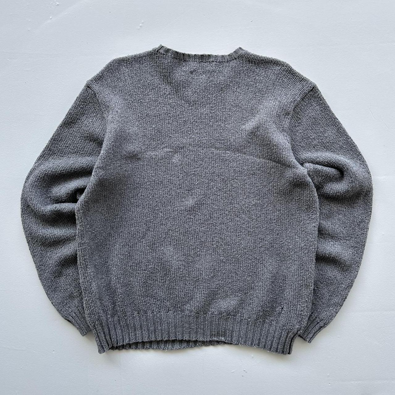 Grey Polo Ralph Lauren Knitted Chenille Cotton 90s Sweatshirt - Boxy Large