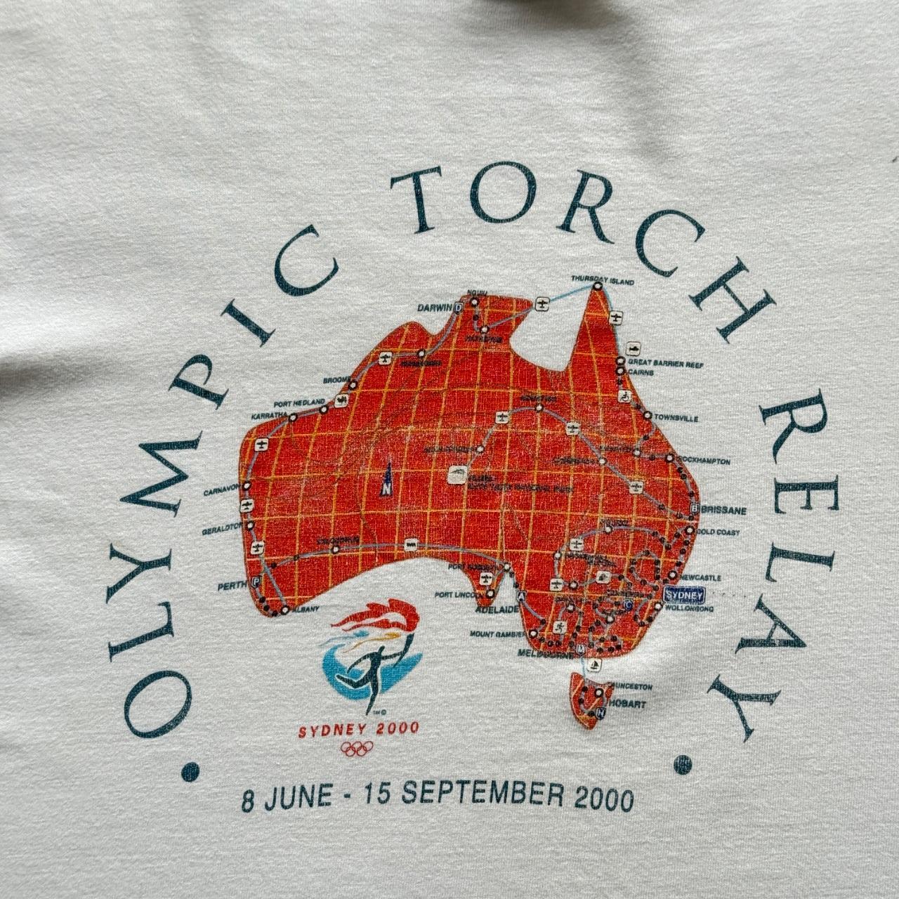 White Olympic Torch Relay 00s Vintage Graphic T-Shirt - Large