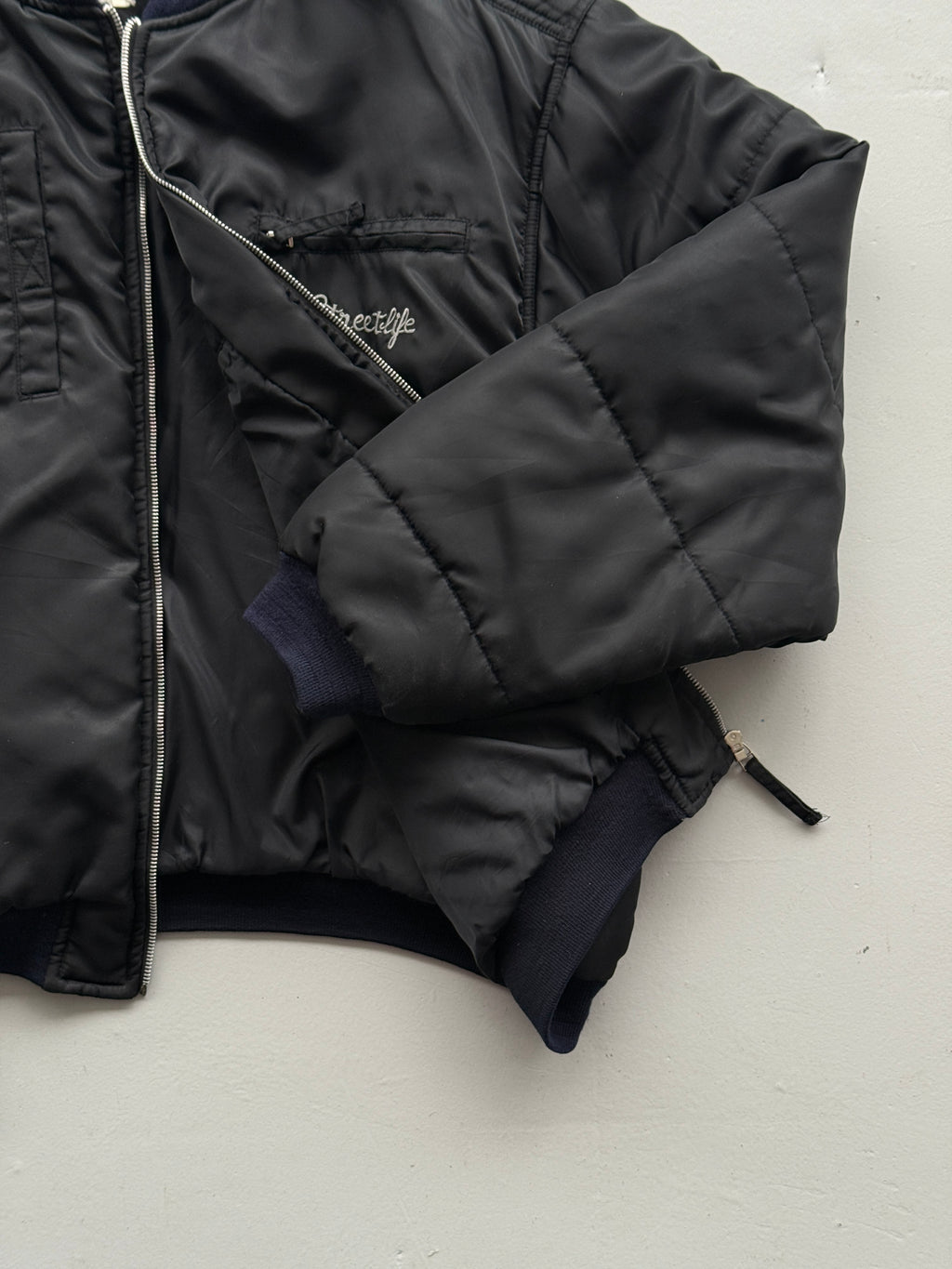 Black Street Life 90's Vintage Puffer Bomber Jacket - XL