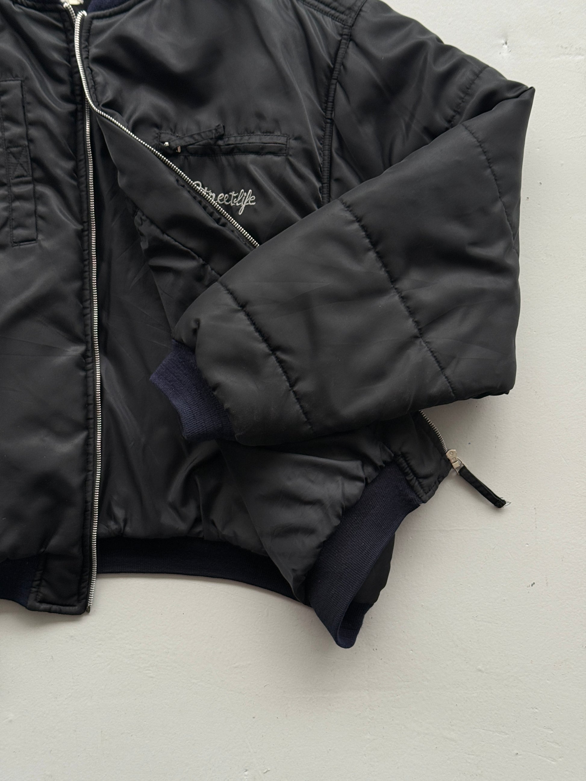 Black Street Life 90's Vintage Puffer Bomber Jacket - XL