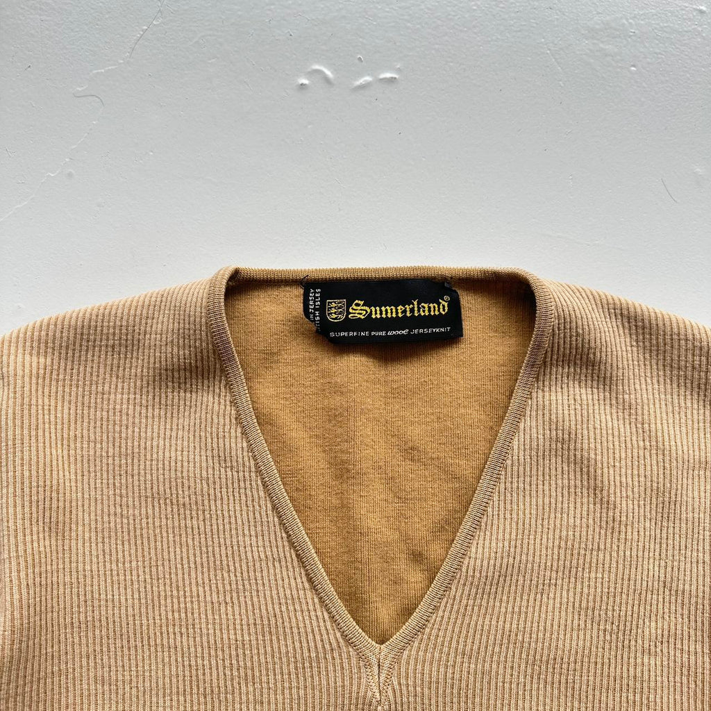 Tan Pure Wool Jersey Knit Vintage Sunderland 70s Sweatshirt - Medium