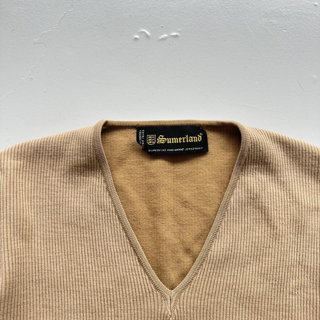 Tan Pure Wool Jersey Knit Vintage Sunderland 70s Sweatshirt - Medium