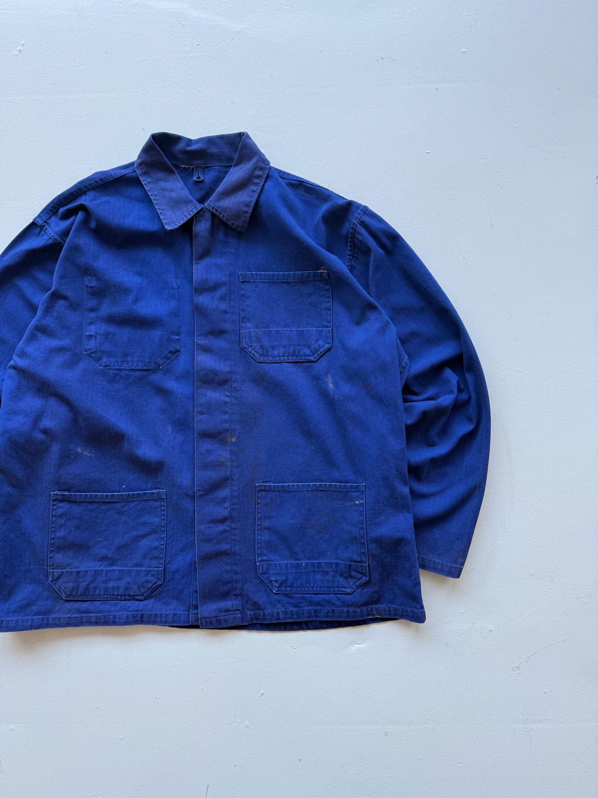 Navy French Herringbone Twill Workwear 80’s Vintage Chore Jacket CH030 - Large