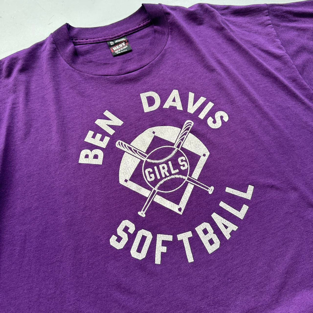Purple Ben Davis Girls Softball 90s Vintage T-shirt - XL
