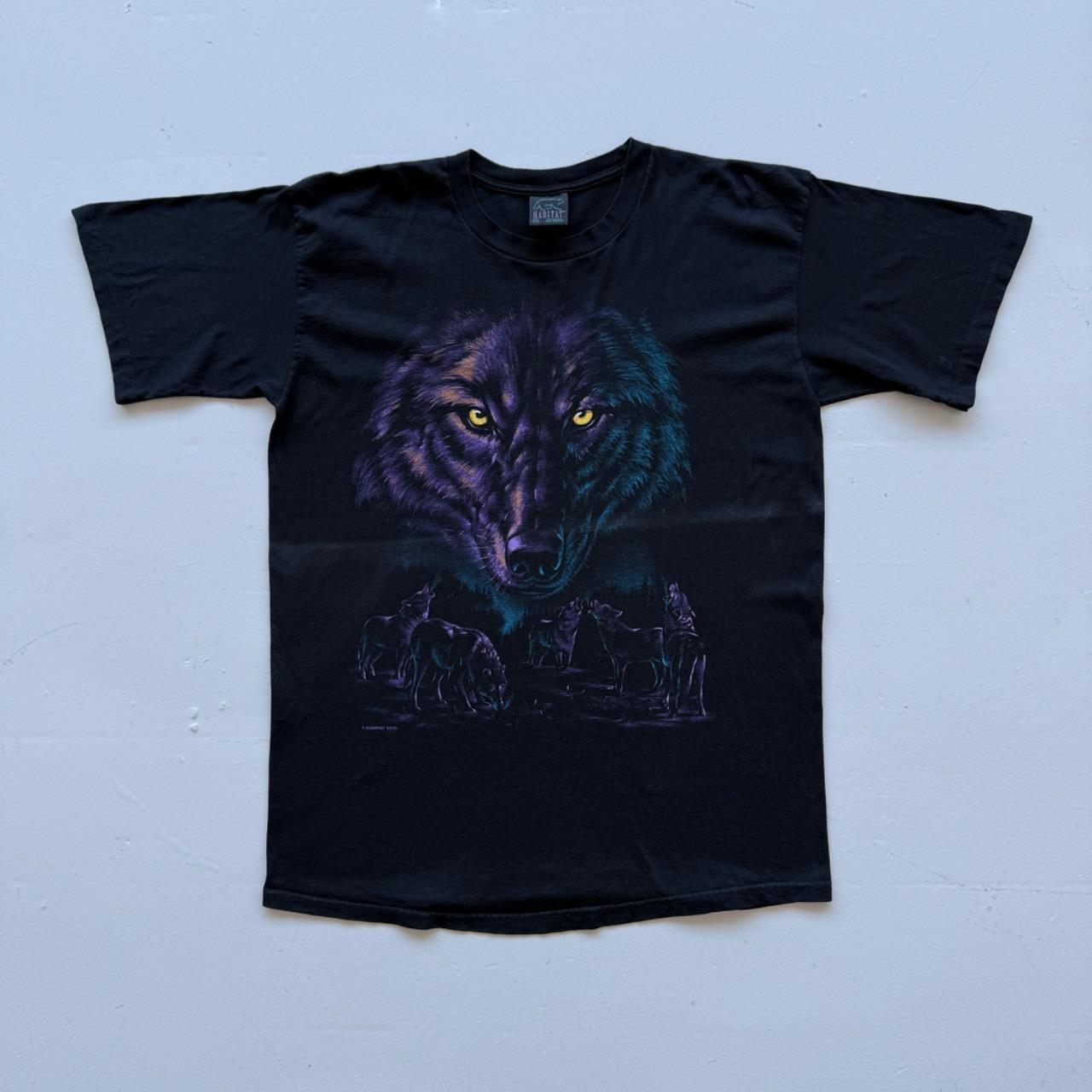 Black Habitat Wolf 90's Graphic Faded T-Shirt - XL