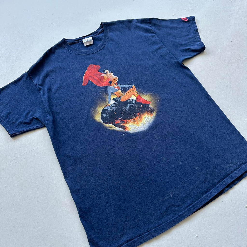 Navy Super Woman 00s Vintage T-shirt - XL