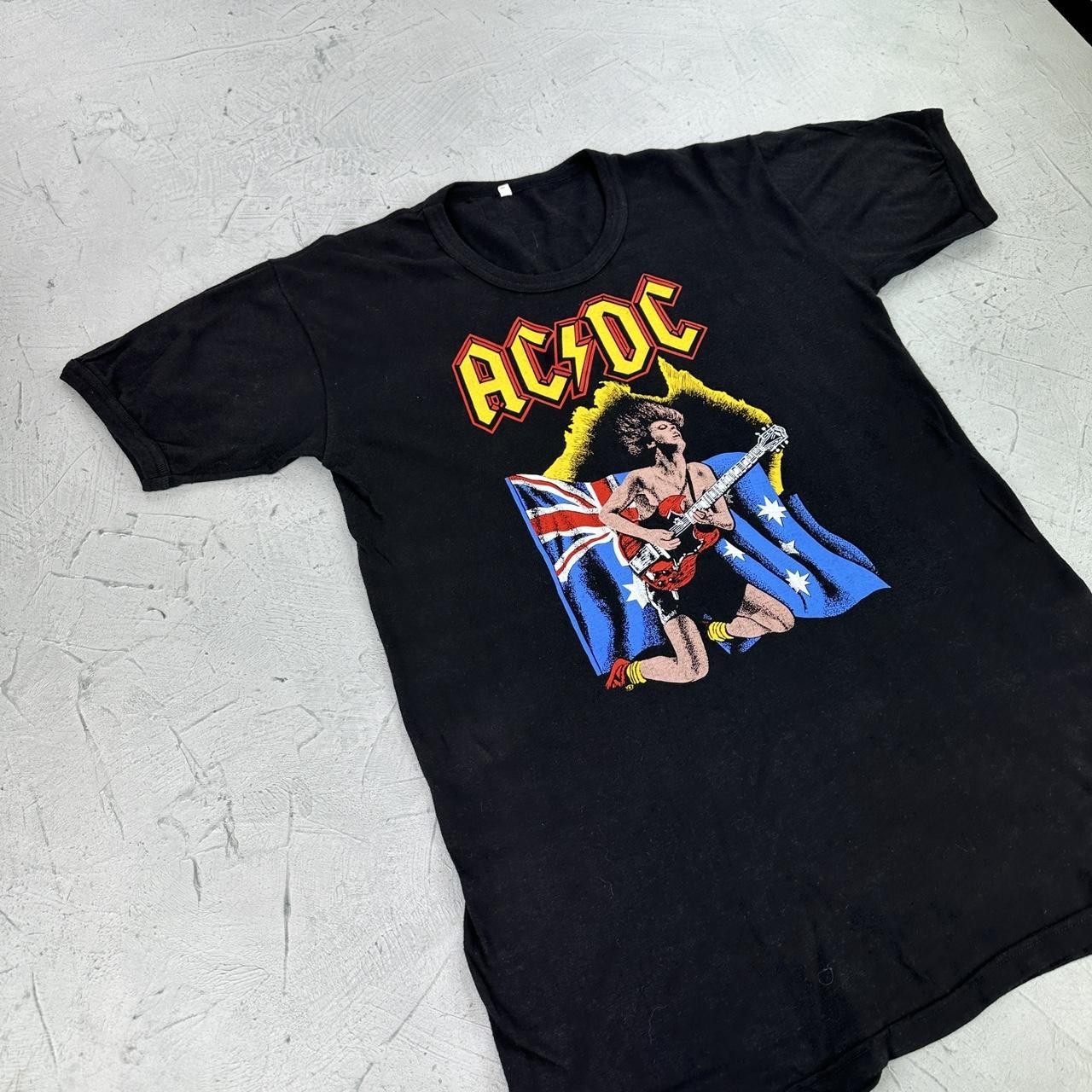 AC/DC Black Vintage 1970s Band T-shirt - Small