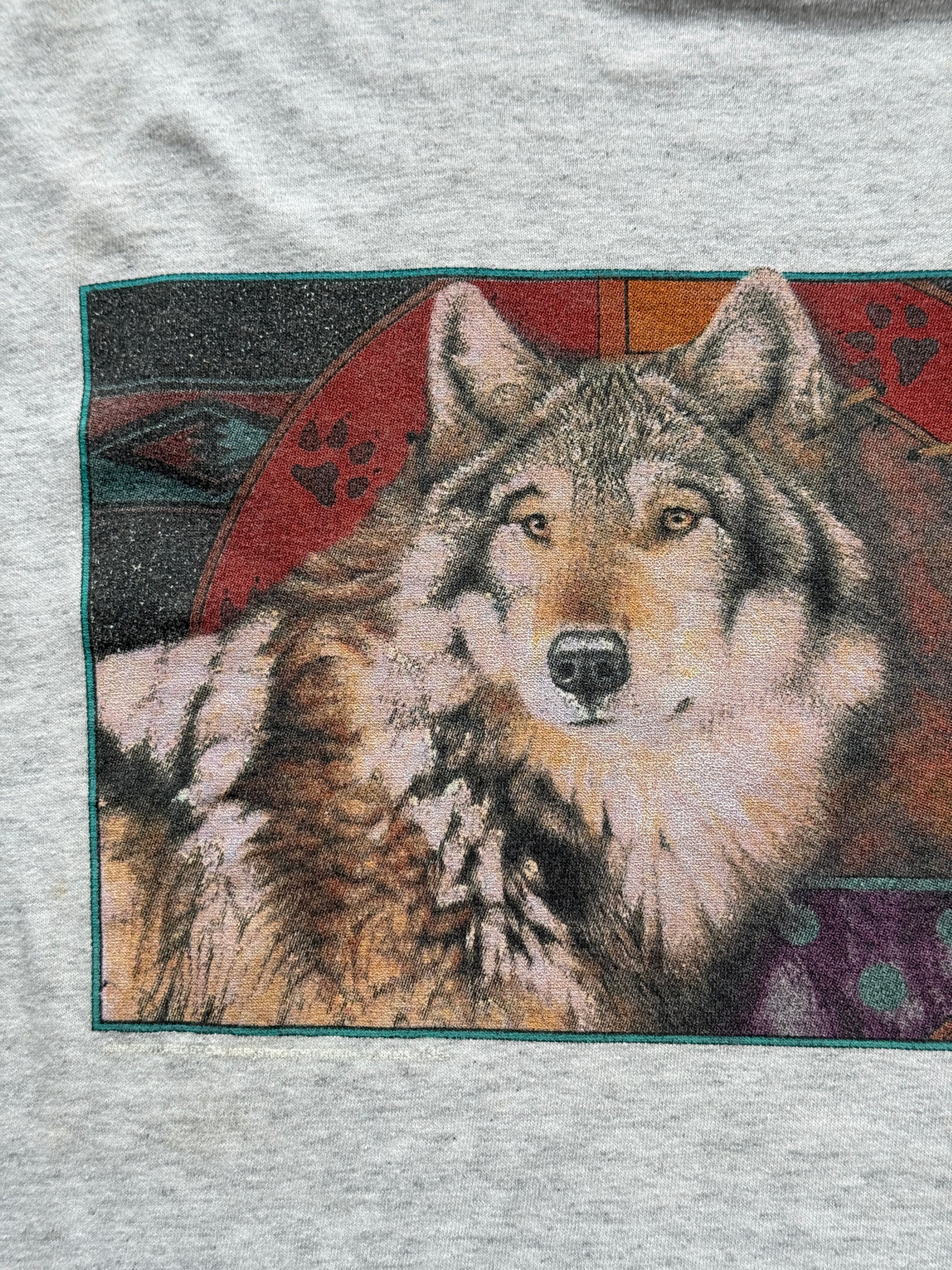 Native American Wolf Graphic 90's Delta Vintage T-Shirt - XL