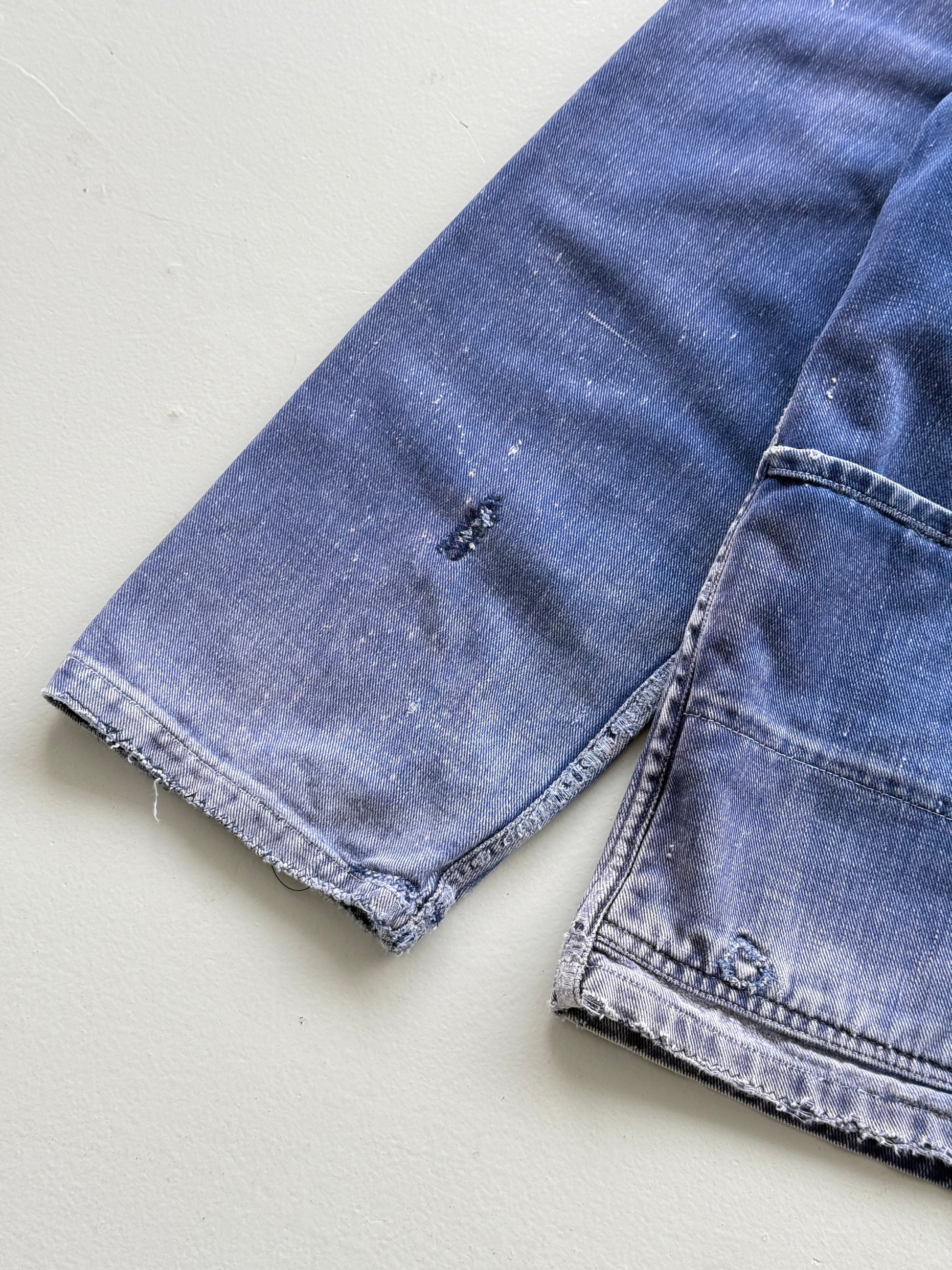 Thrashed Blue French 60's/70's Vintage Workwear Chore Jacket CH384 - Medium