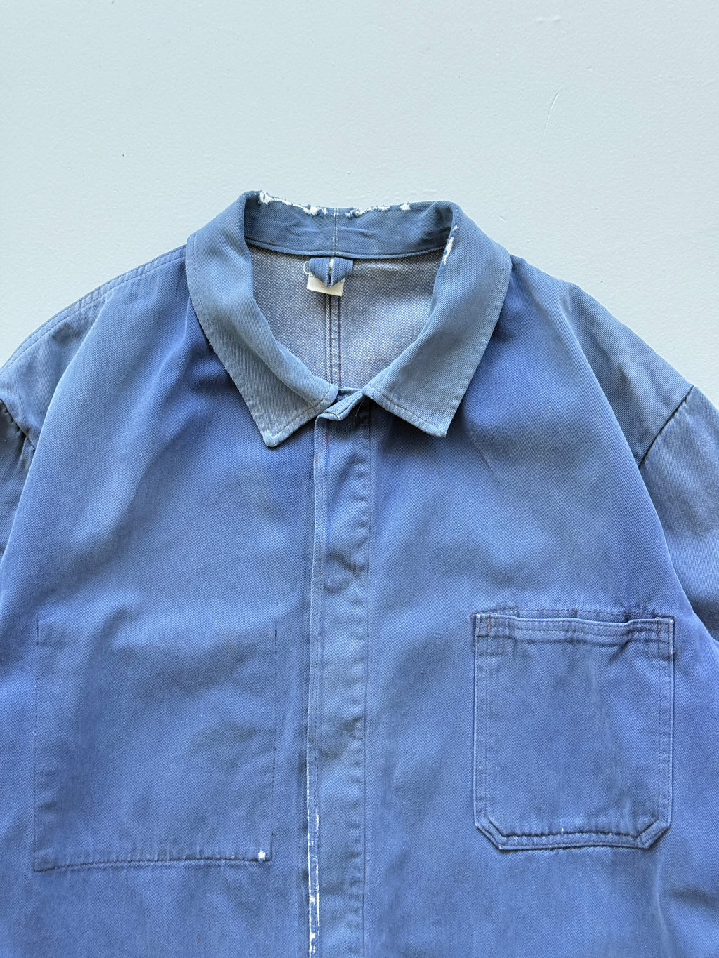 Thrashed Blue French Chore Jacket 80's Vintage Workwear CH323 - Large