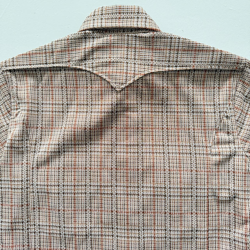 Brown Checkered Vintage 70's Shirt - Medium