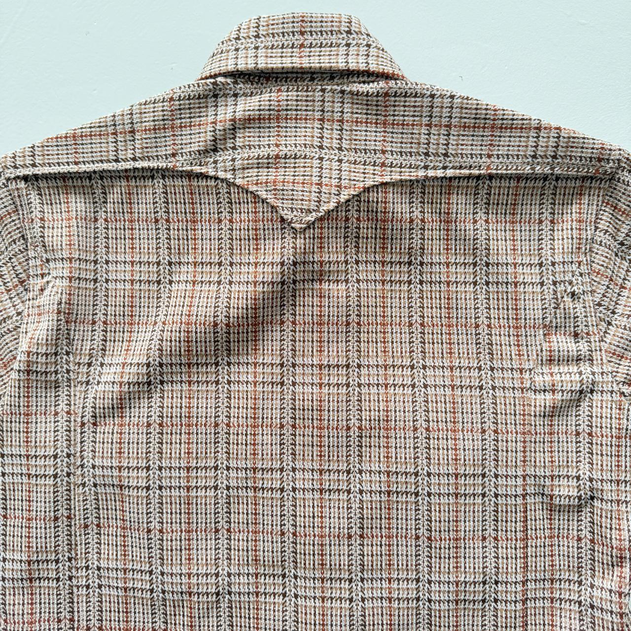 Brown Checkered Vintage 70's Shirt - Medium