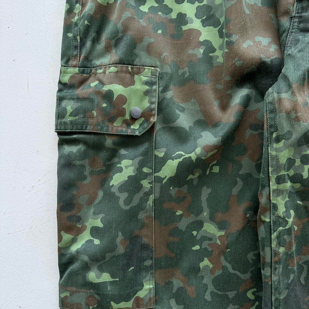 Khaki Green German Flecktarn Camo Military Cargo Pants - 38" x 29"