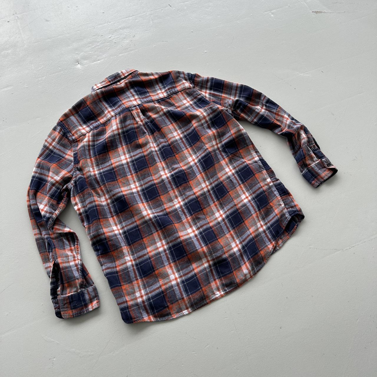 Orange Navy Checkered Chaps 90s Vintage Long sleeve - 2XL