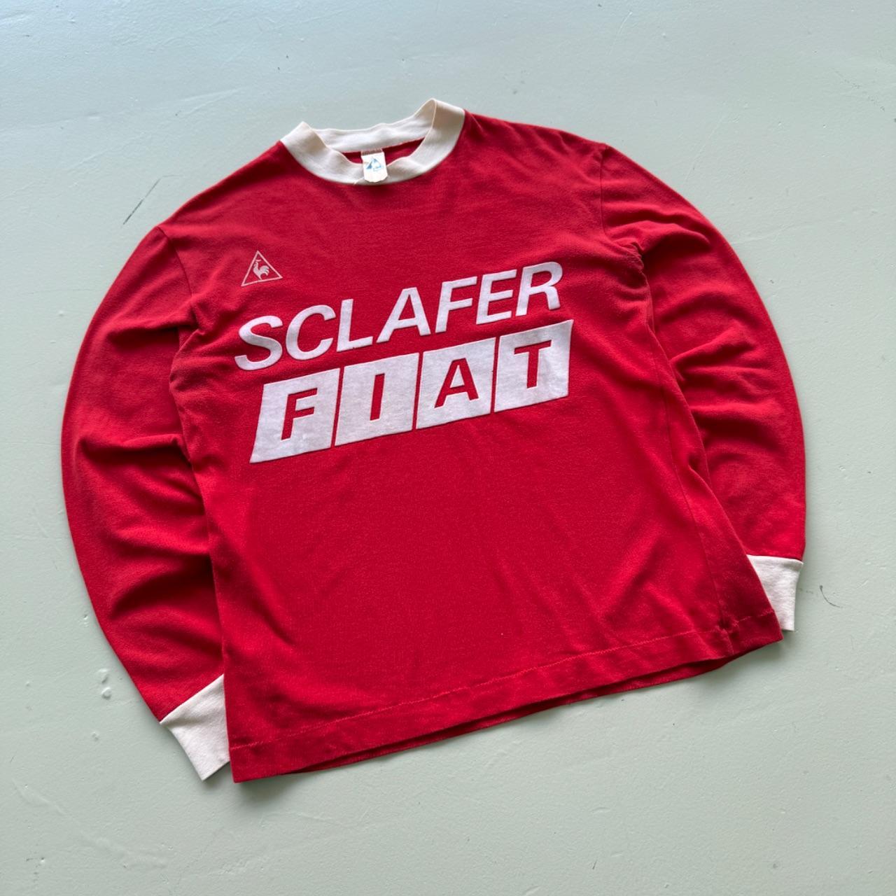 Red Fiat 90s Vintage Le Coq Sportif Long Sleeve T-Shirt - Small