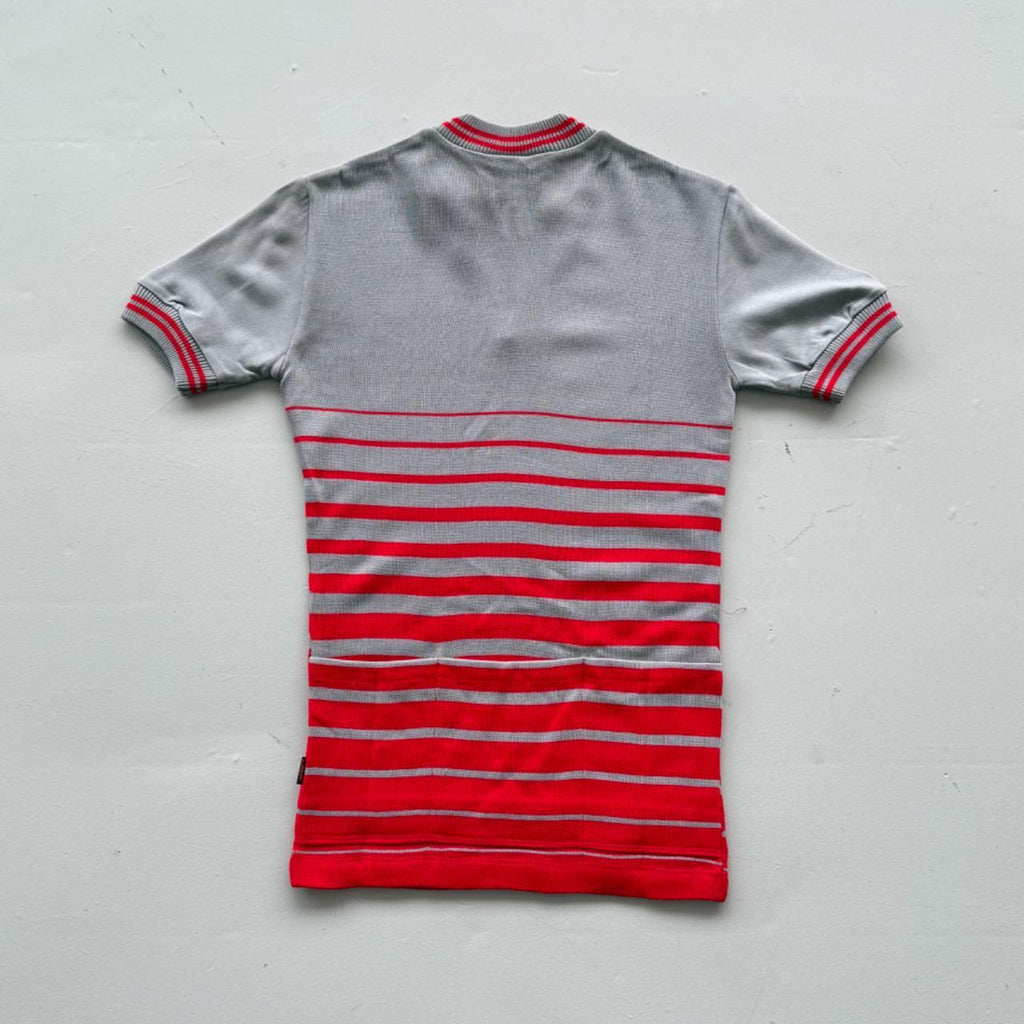 Grey Striped Flower 80's Deadstock Knit Cycling Jersey - XS