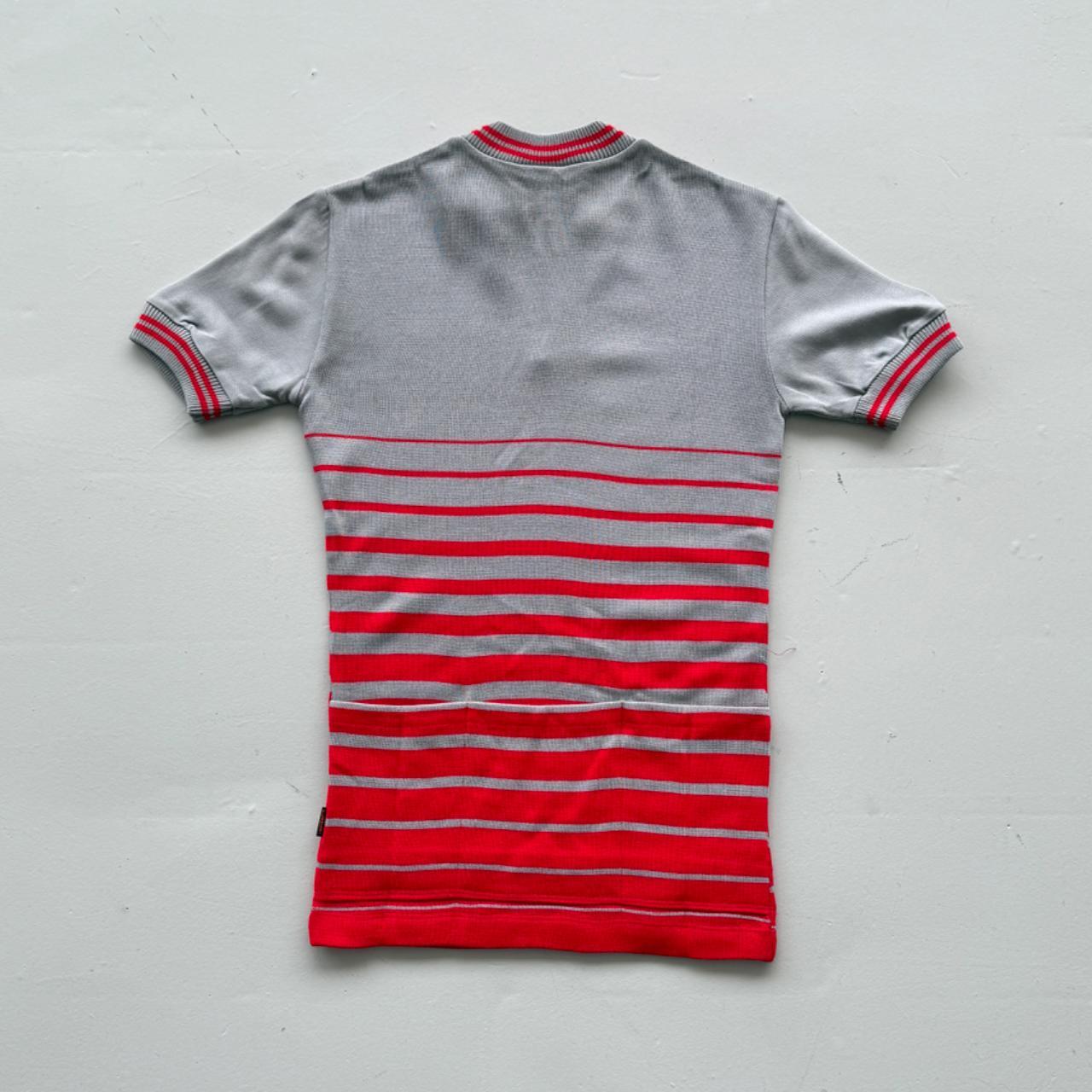 Grey Striped Flower 80's Deadstock Knit Cycling Jersey - XS