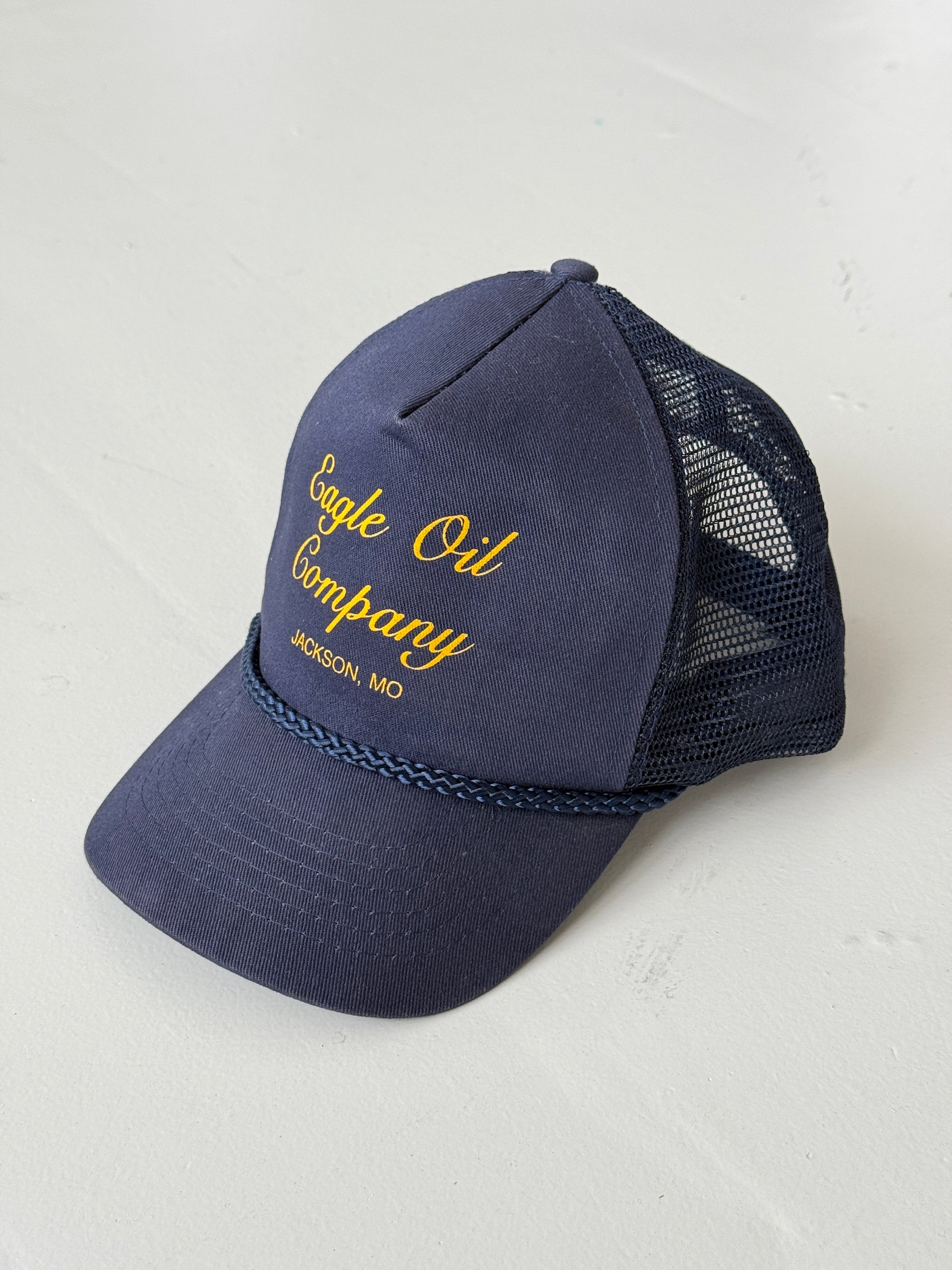 Navy Blue Eagle Oil Vintage Canvas and Mesh SnapBack Trucker Cap