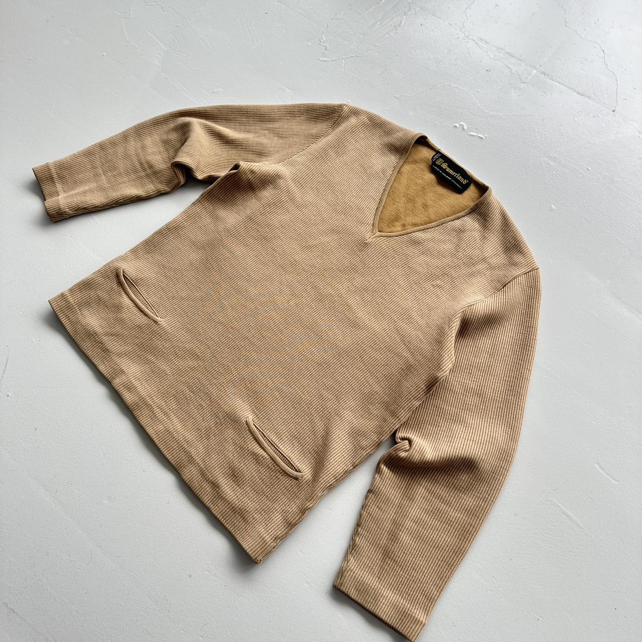 Tan Pure Wool Jersey Knit Vintage Sunderland 70s Sweatshirt - Medium
