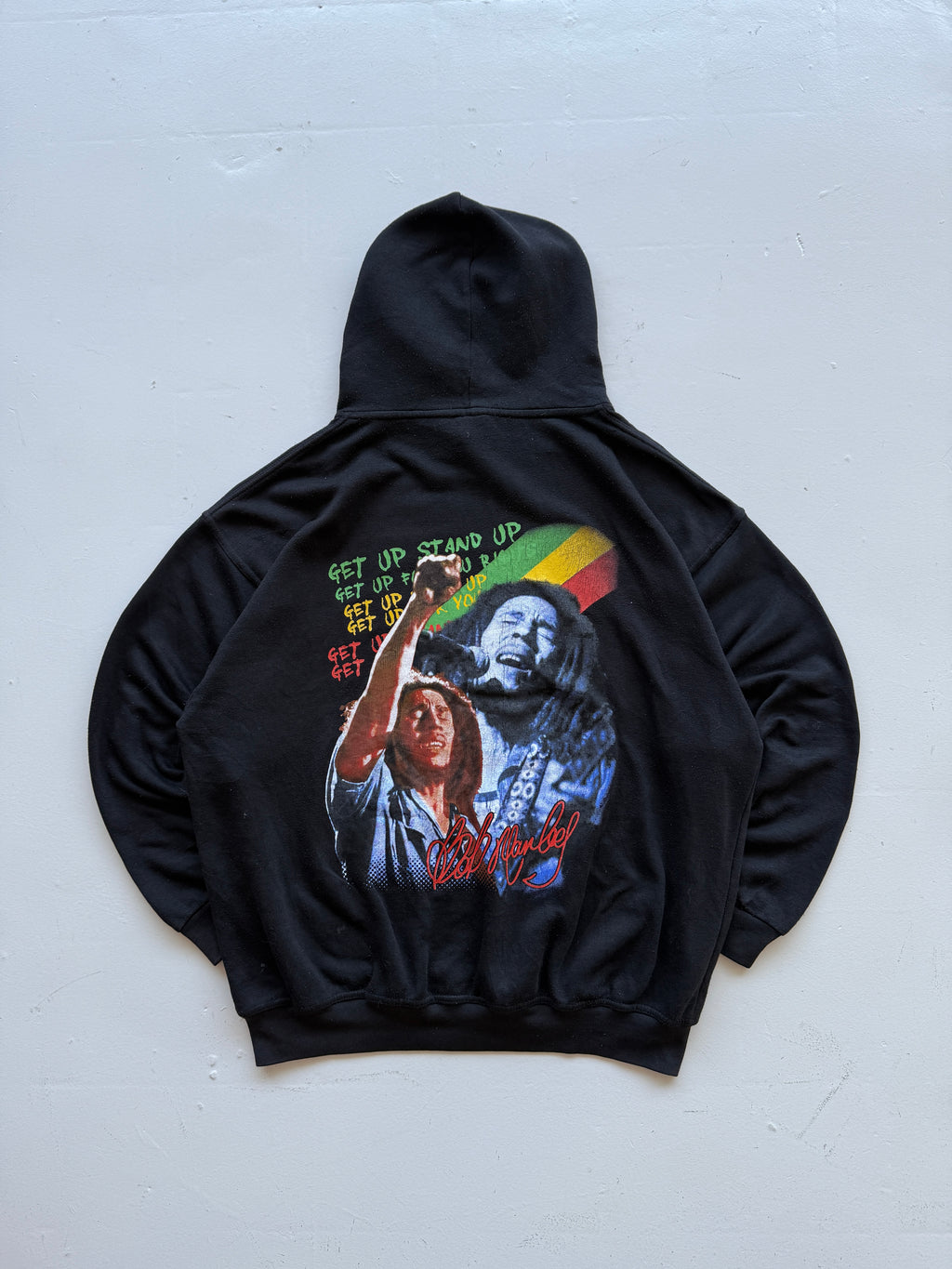Black Bob Marley 90's Vintage Graphic Hoodie- Large