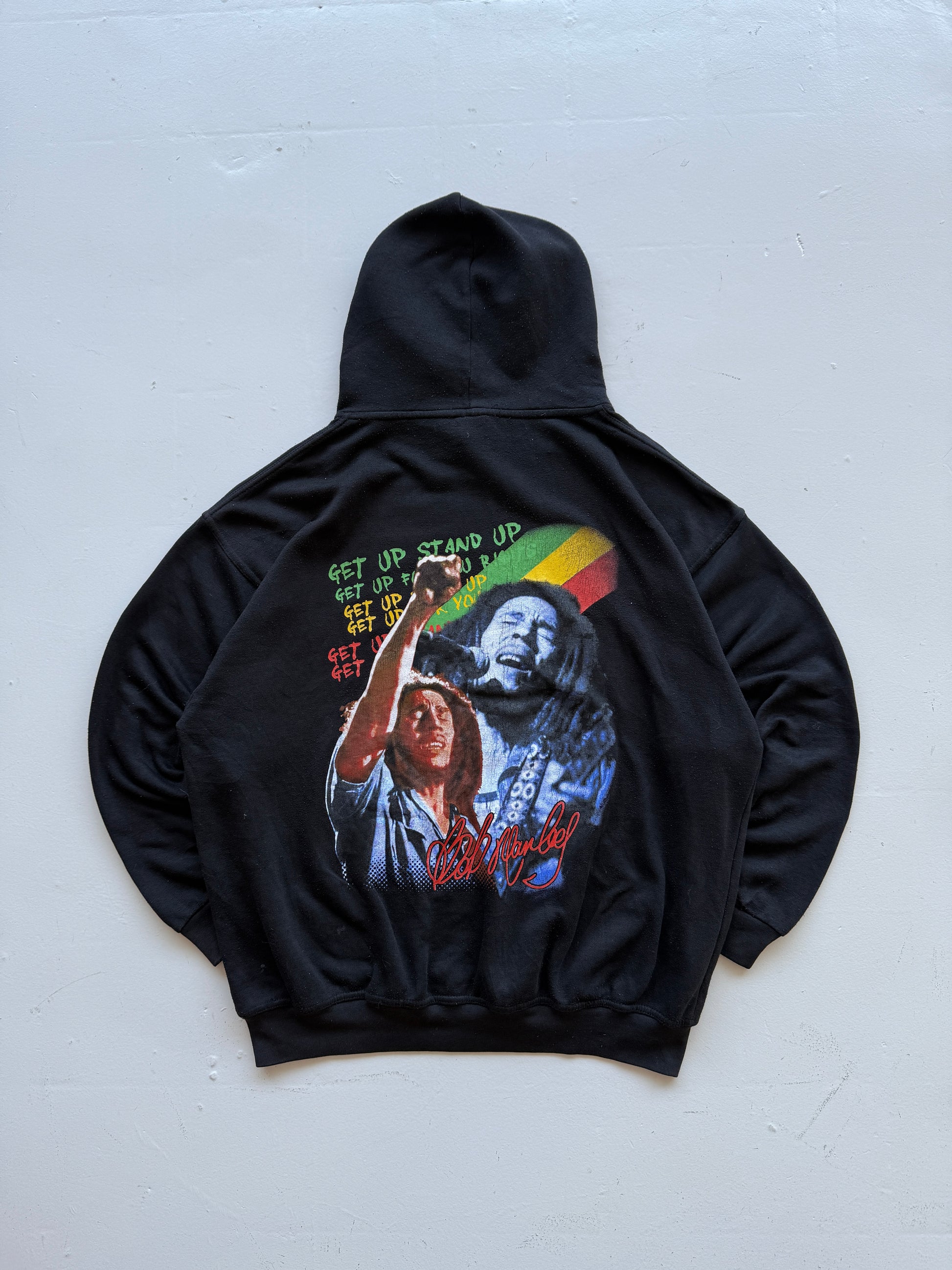 Black Bob Marley 90's Vintage Graphic Hoodie- Large