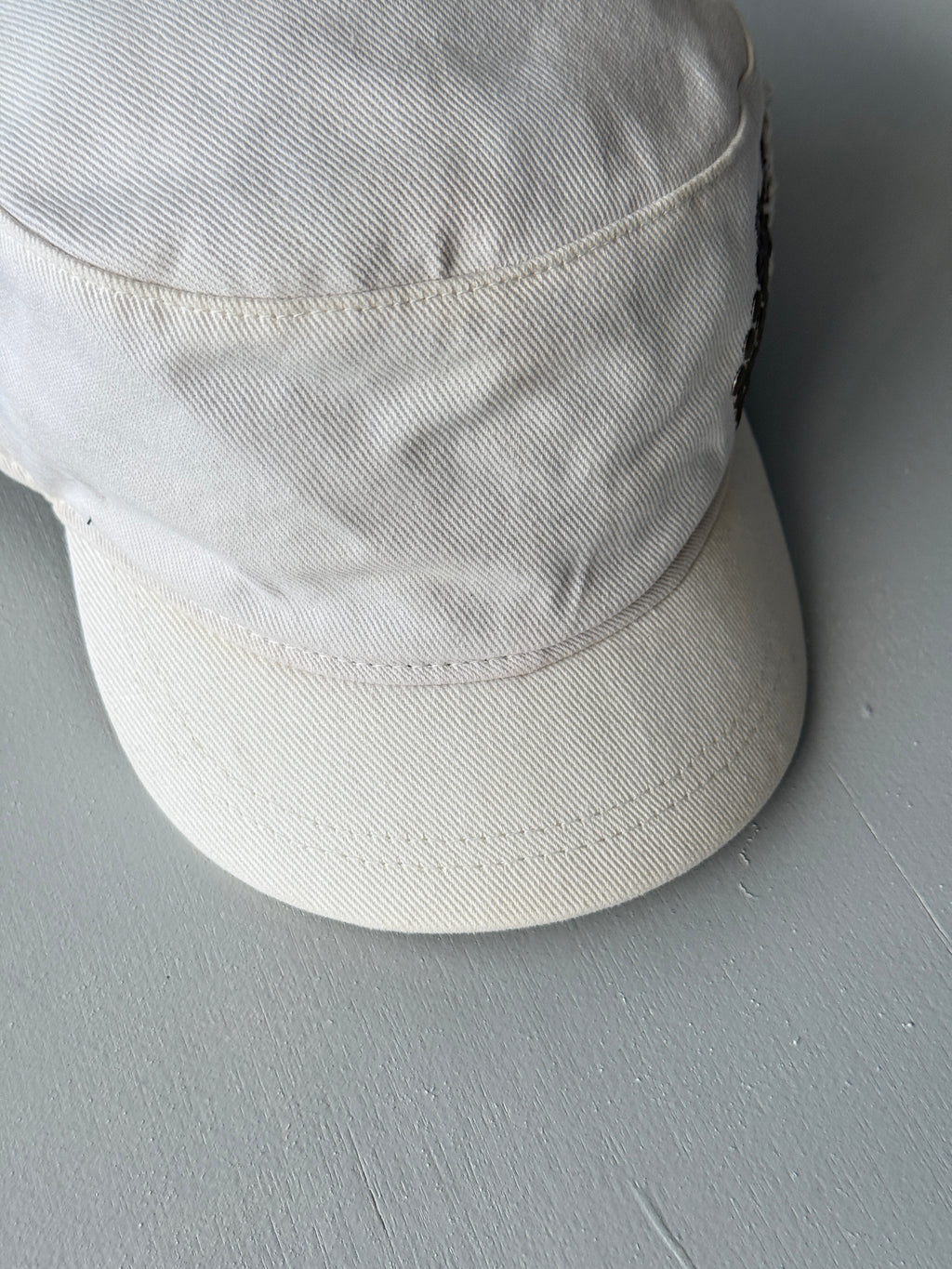 White Volcom Studded Surf Y2K Cadet Cap Military Style 00's Grunge Aesthetic