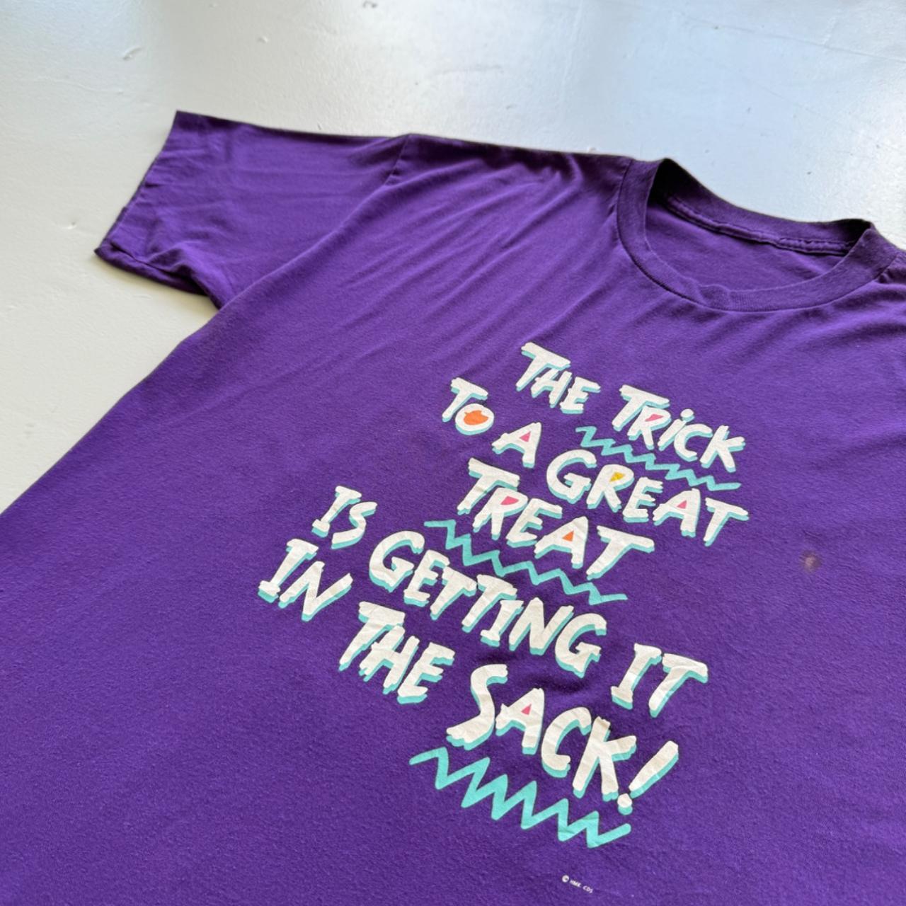 Purple Halloween 90s Slogan Vintage T-shirt - XL