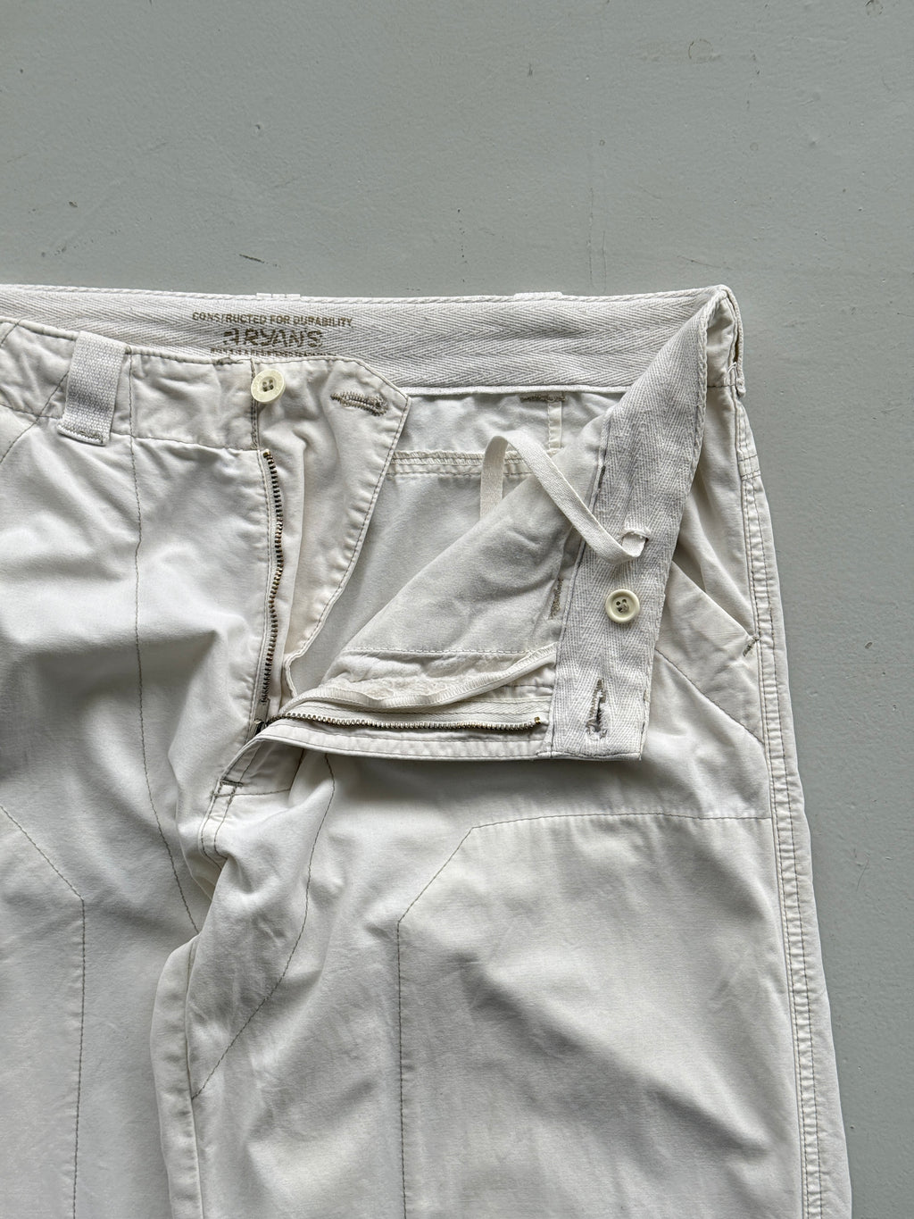 White 00's Vintage Y2K Wide Leg Cargo Trousers - W34 x L34