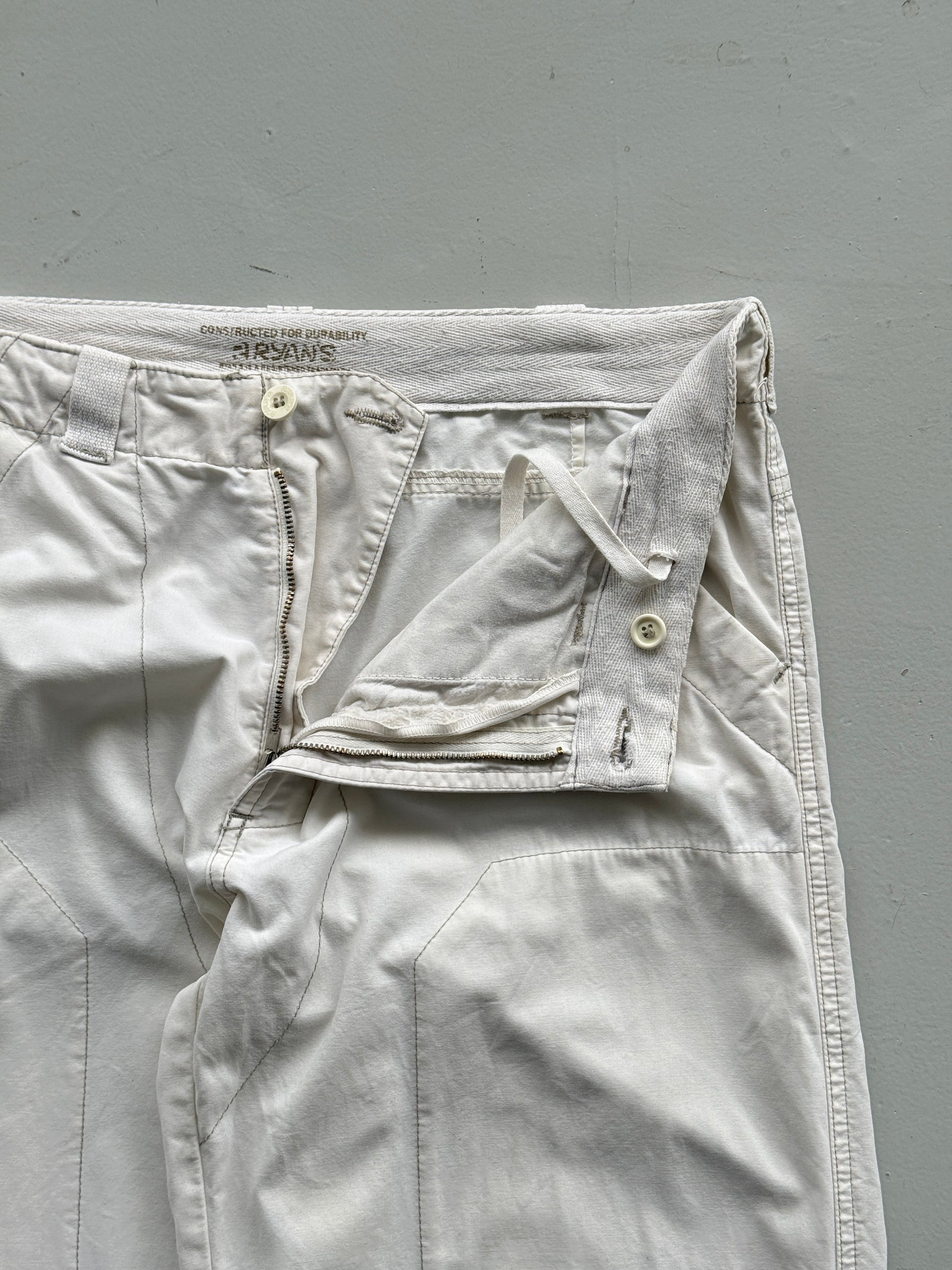 White 00's Vintage Y2K Wide Leg Cargo Trousers - W34 x L34