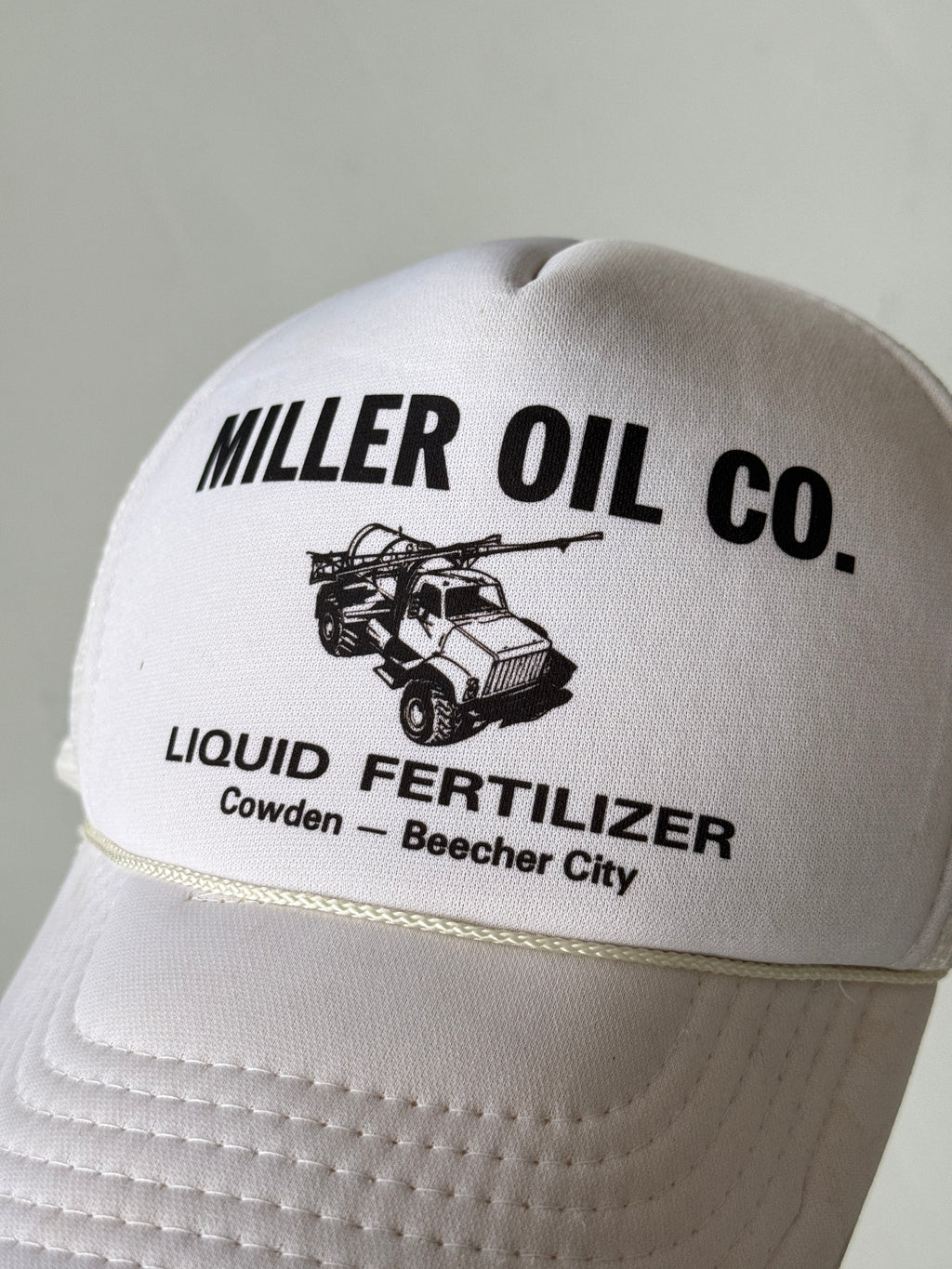 White Miller Oil Co Vintage Foam and Mesh SnapBack Trucker Cap